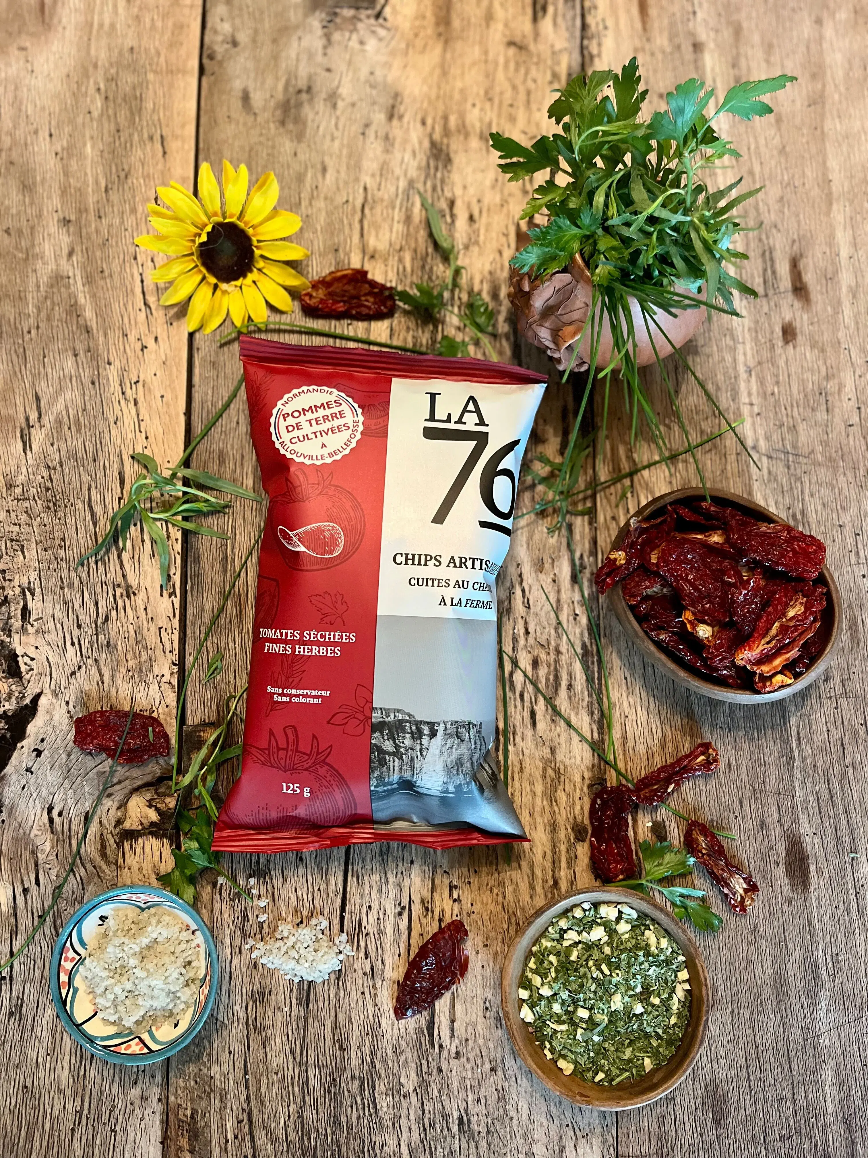 Artisanal potato chips - LA 76 - 125g Sun-dried tomatoes and herbs