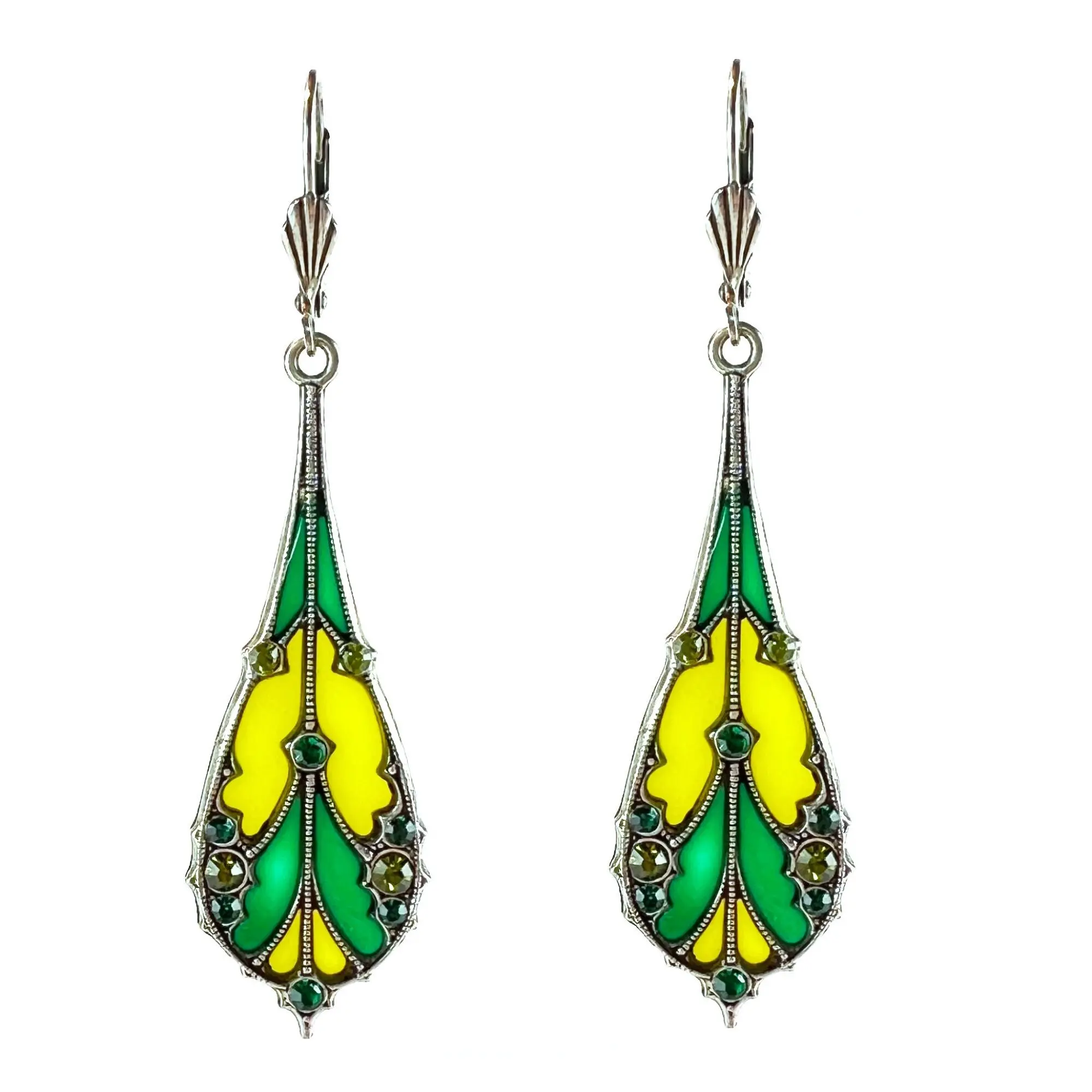 Medora Earrings - Anise Green/Dark Green (stained glass effect)