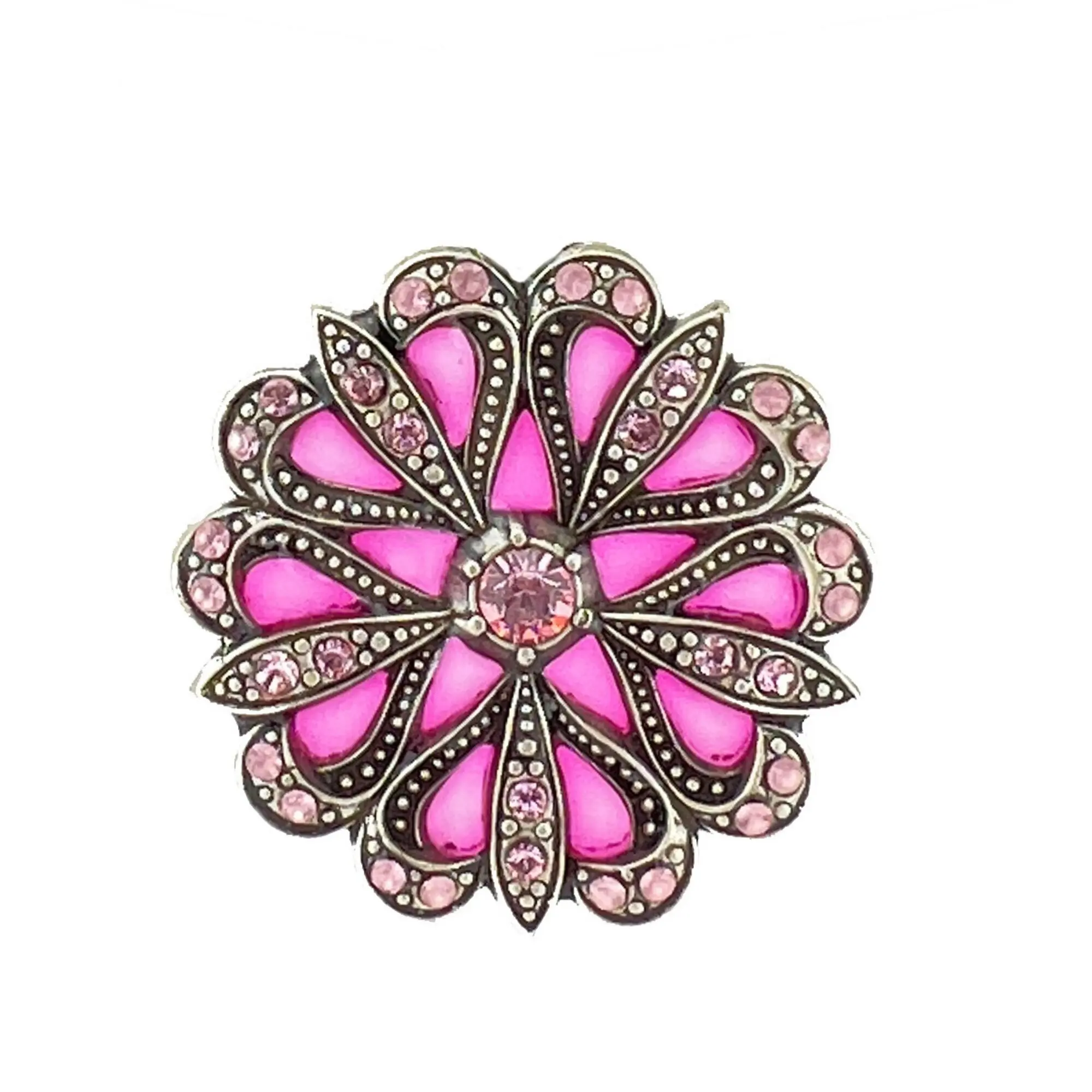 Flore Brooch - Pink, silver metal (stained glass effect)