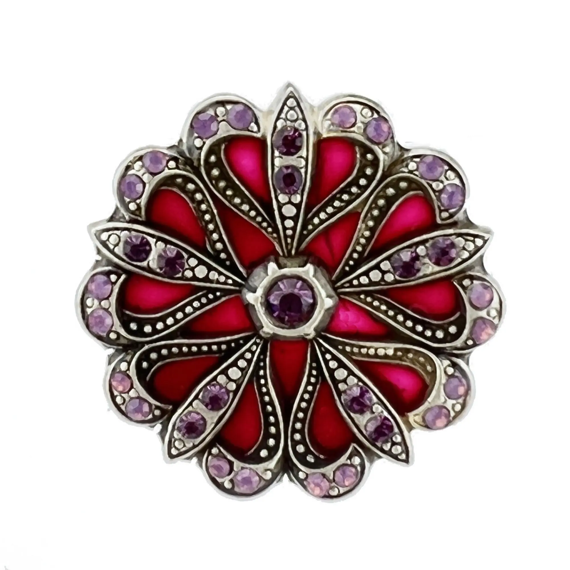 Flore Brooch - Plum, silver metal (stained glass effect)