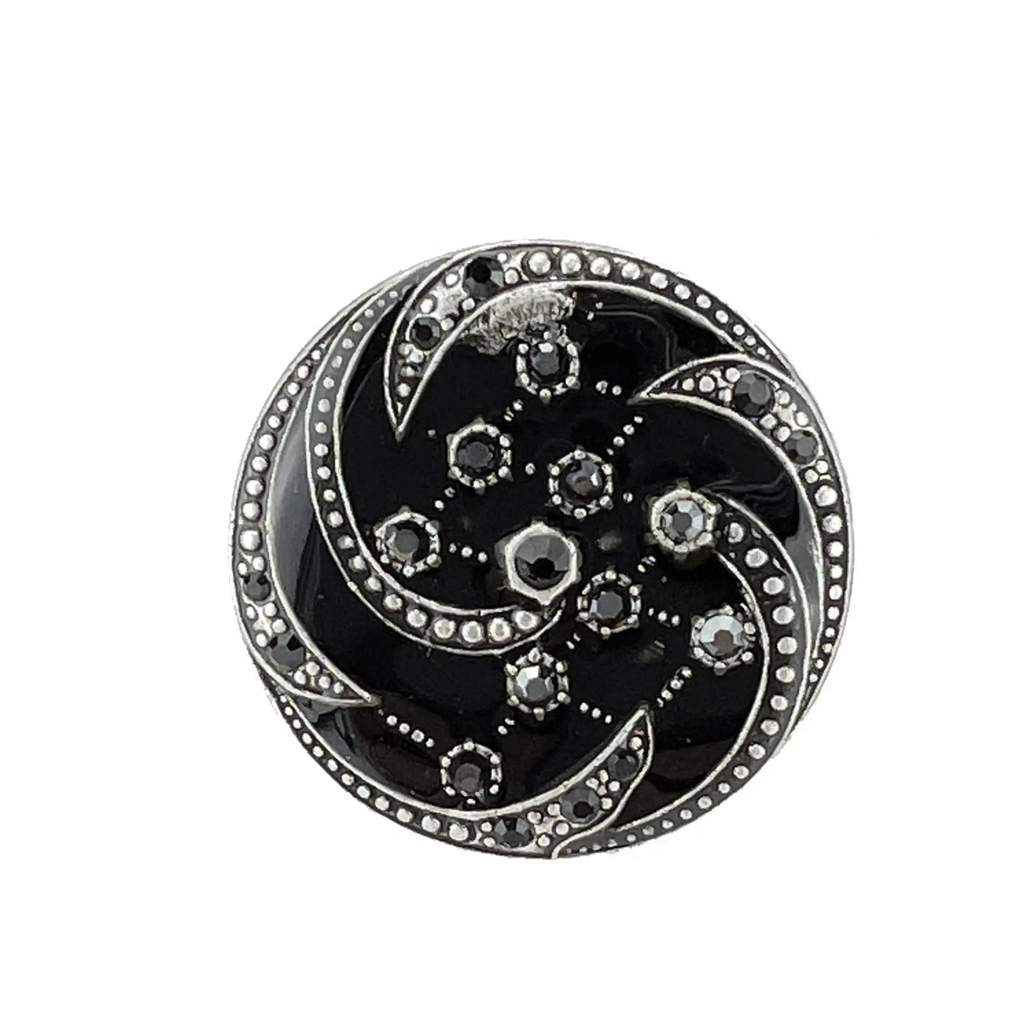Orion Brooch - Black, silver metal (enamel effect)