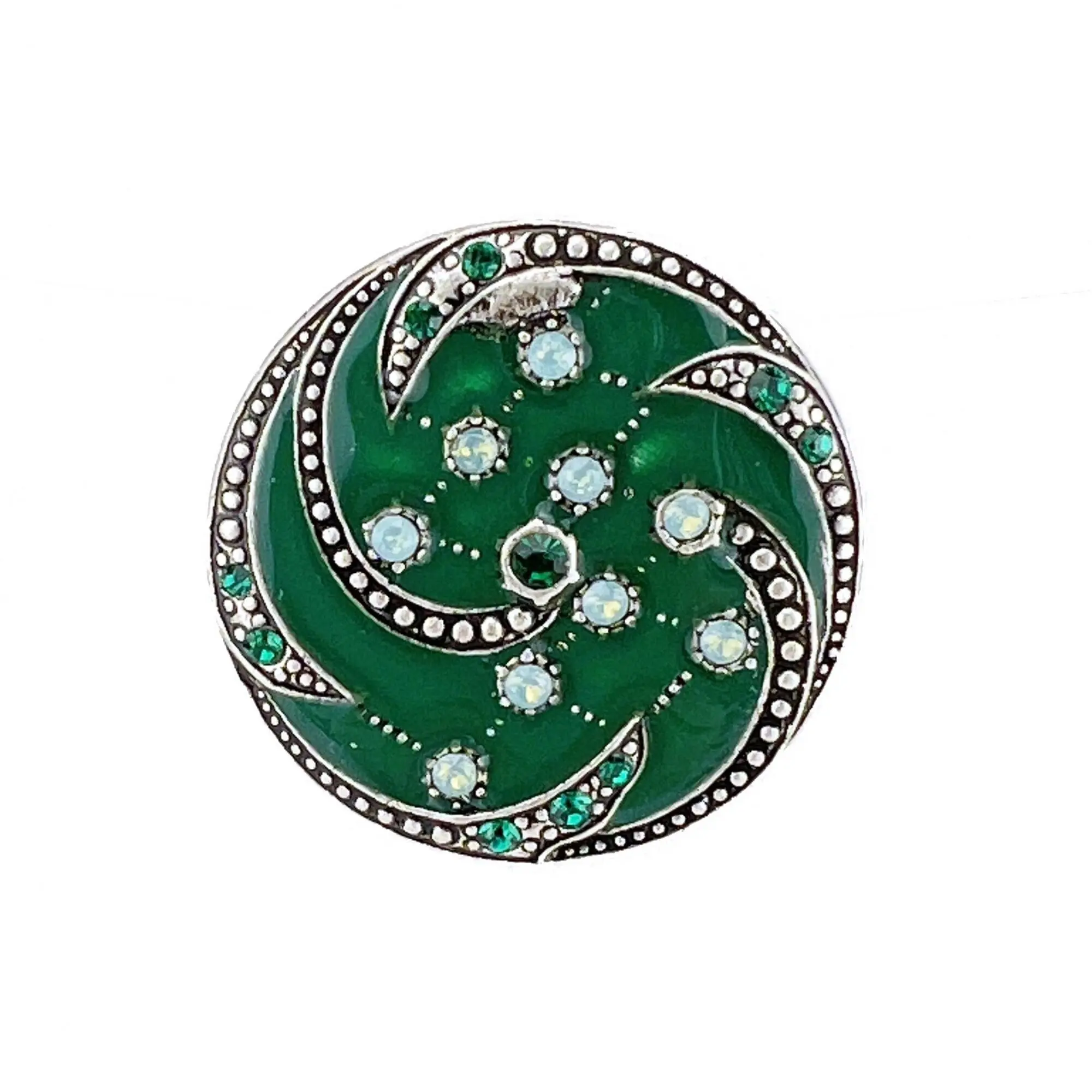 Orion Brooch - Dark green, silver metal (enamel effect)
