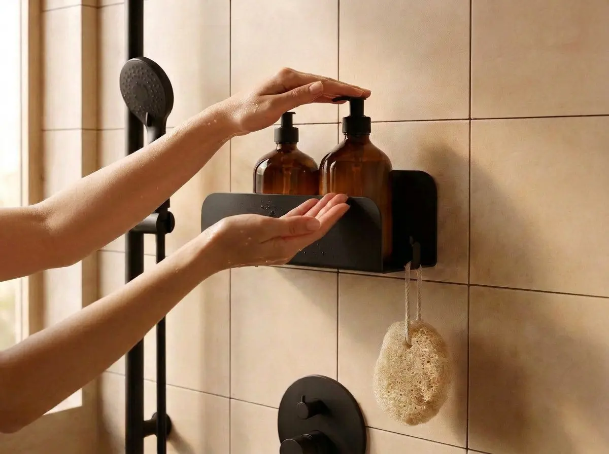 Large designer bathroom shelf I, screw or glue