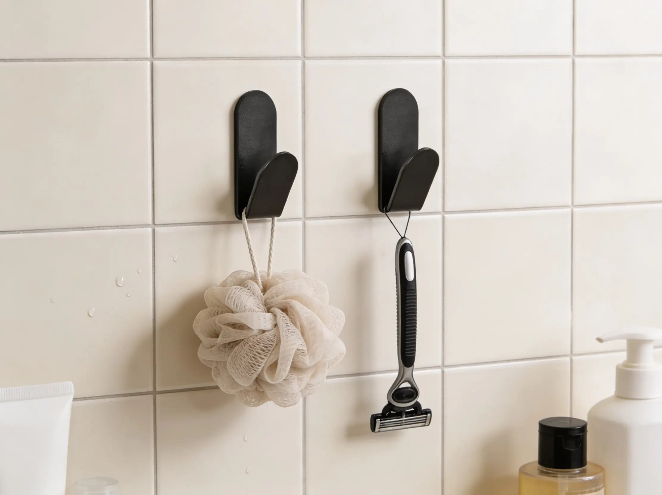 Bathroom coat hook | Designer shower wall hook | Drill-free installation