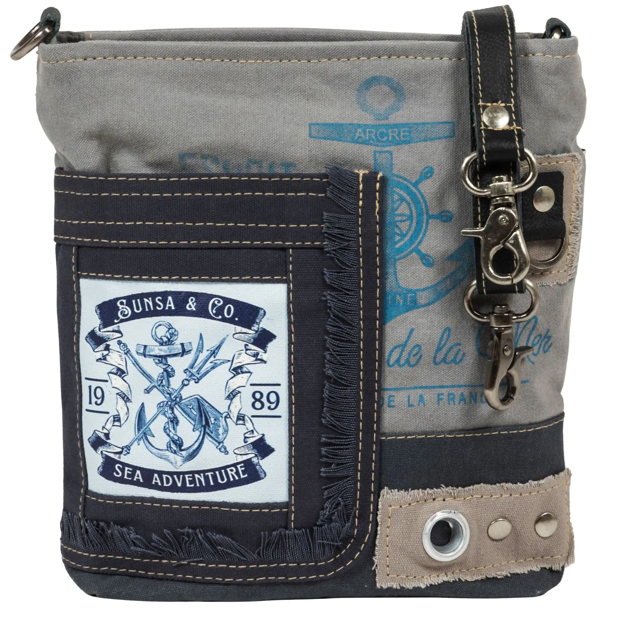 Sunsa Maritim Umhängetasche. Blaue Crossover Tasche. Schultertasche