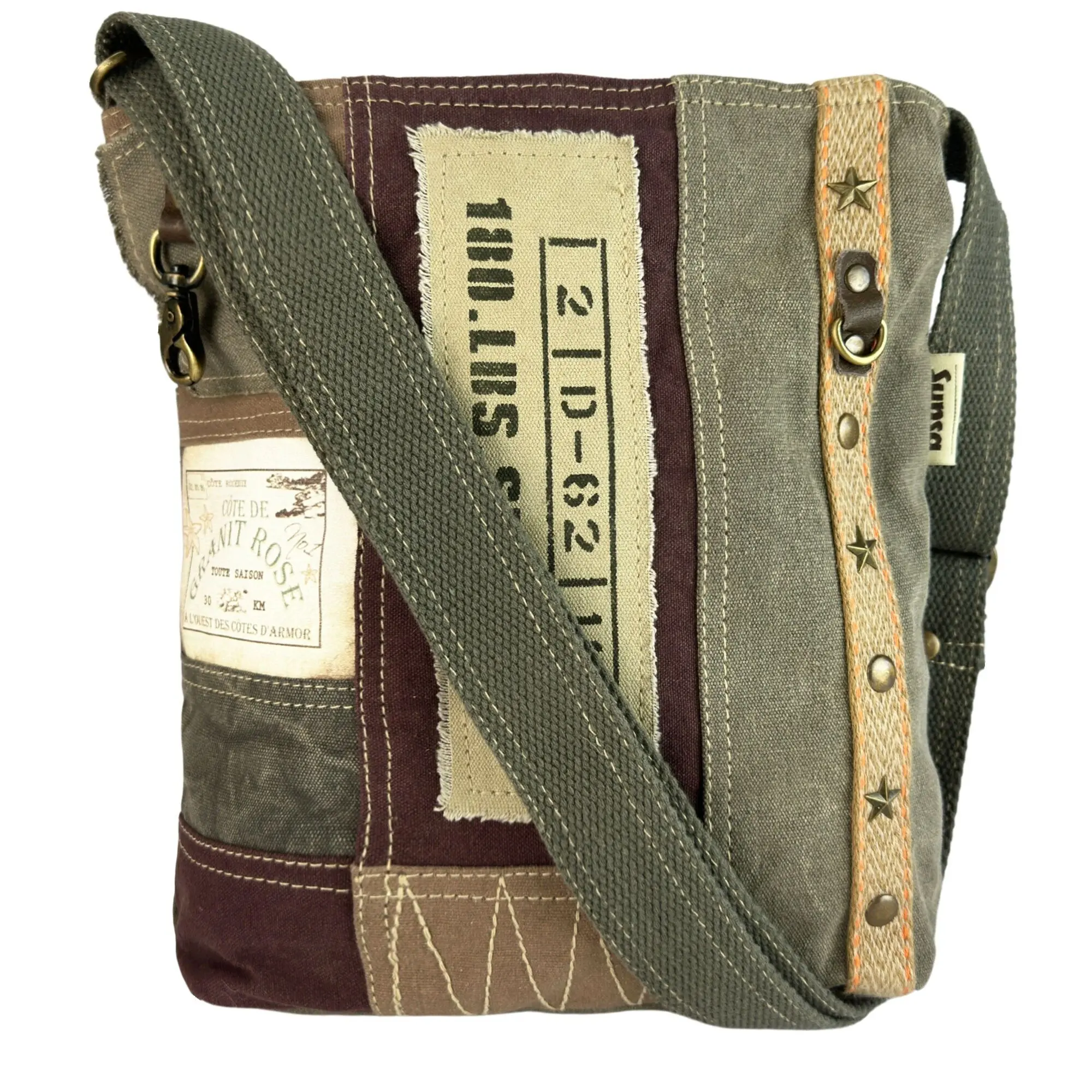 Sunsa Vintage Umhängetasche. Patchwork Canvas Crossover Tasche