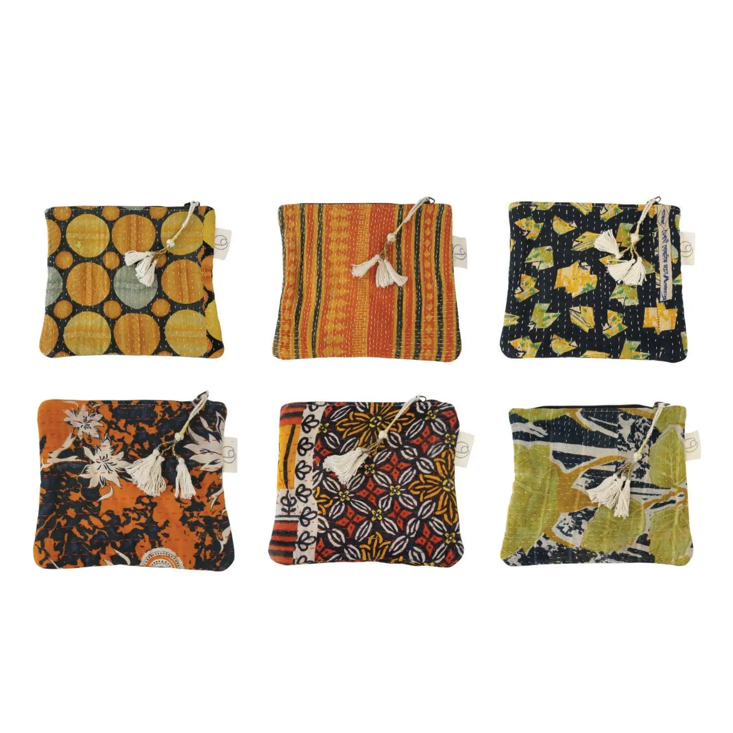 Set of 6 pouches in kantha N°16