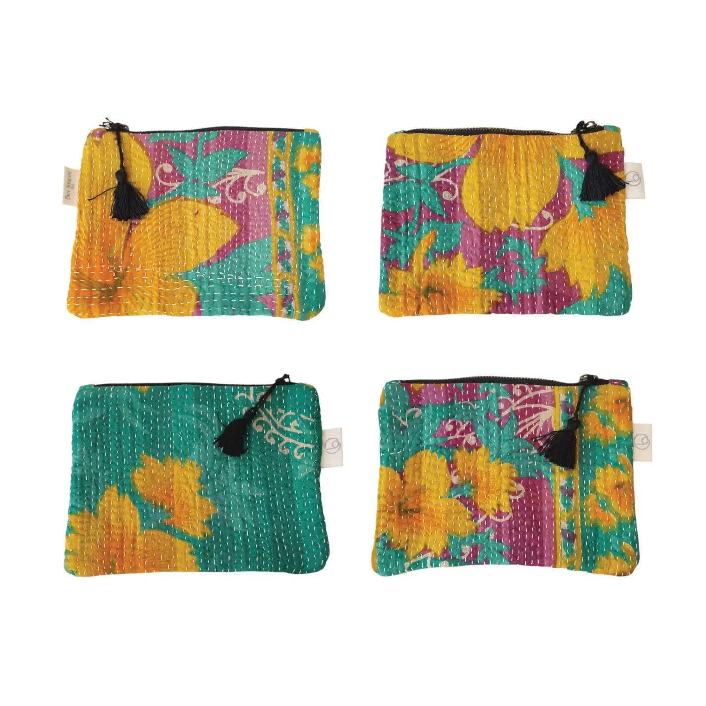 Set of 4 kantha pouches No. 502