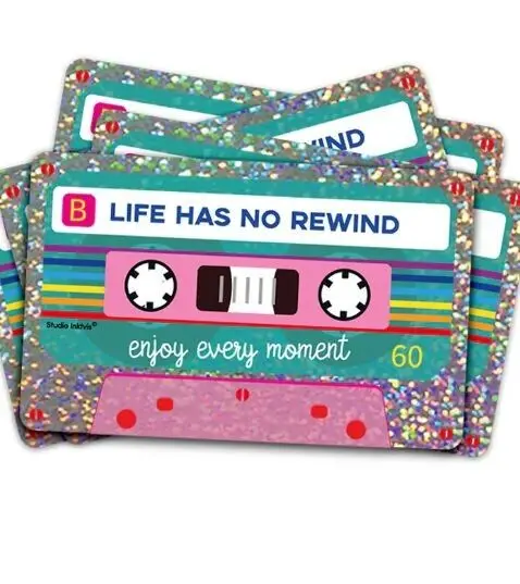 Glitter sticker Life has no rewind cassette tape
