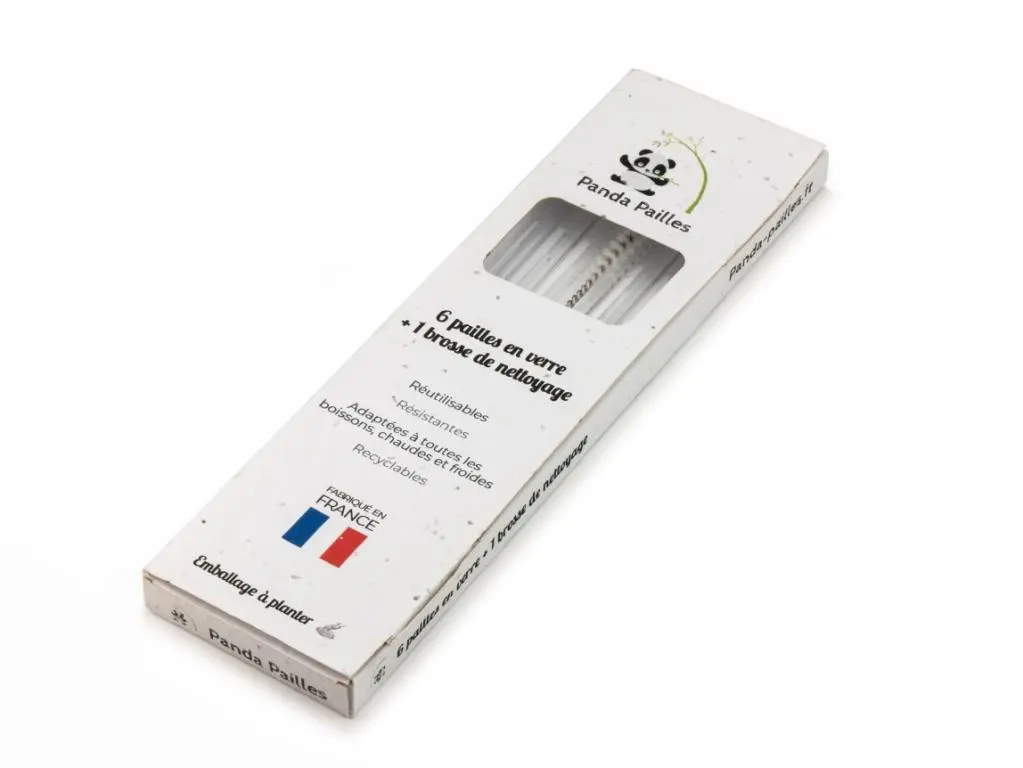 Boîte à planter avec 6 pailles en verre et 1 brosse de nettoyage made in France