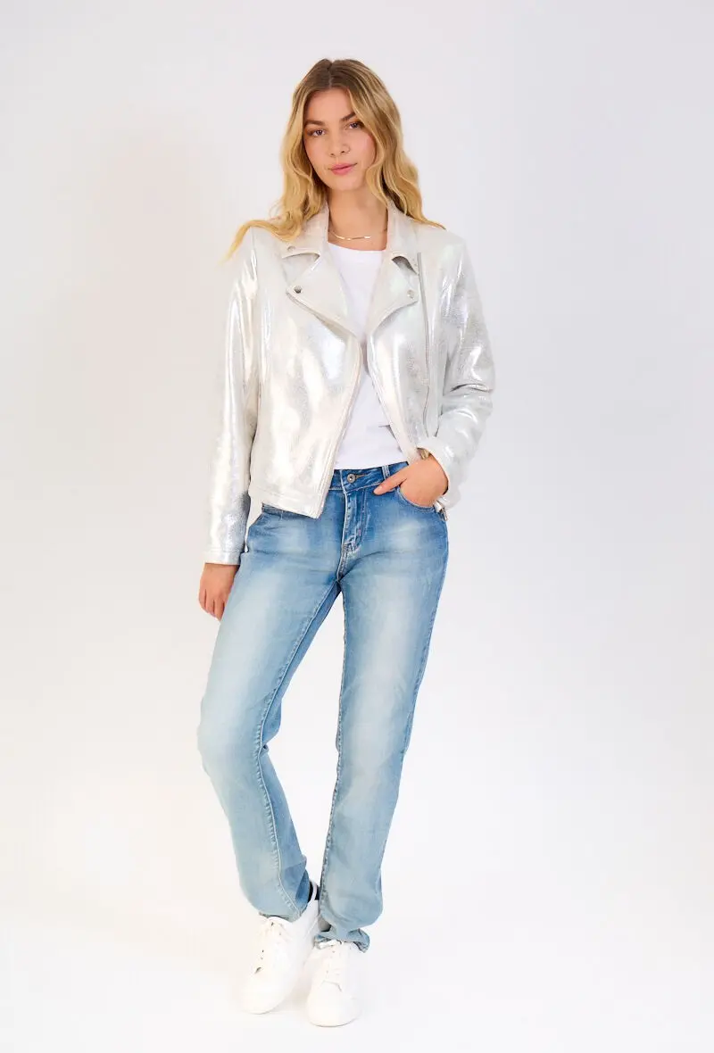4110- Suede biker collar perfecto