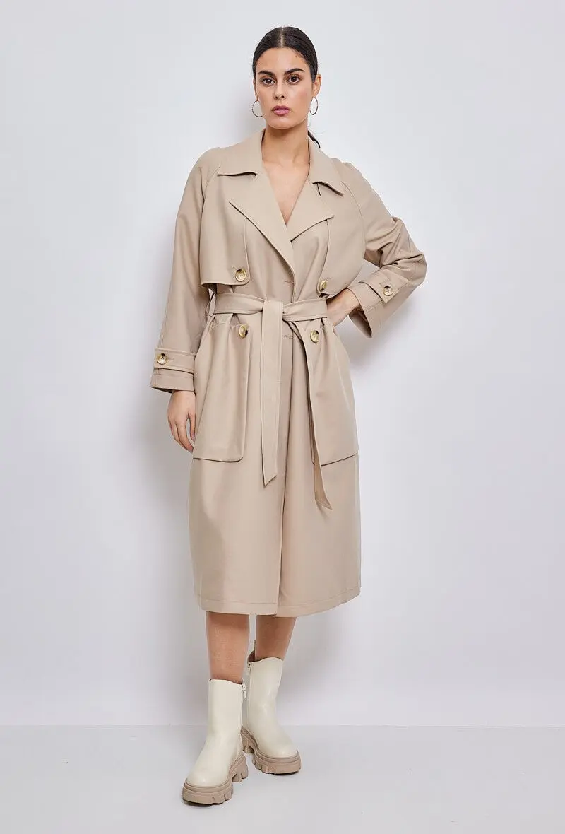 22216- Long trench coat with belt
