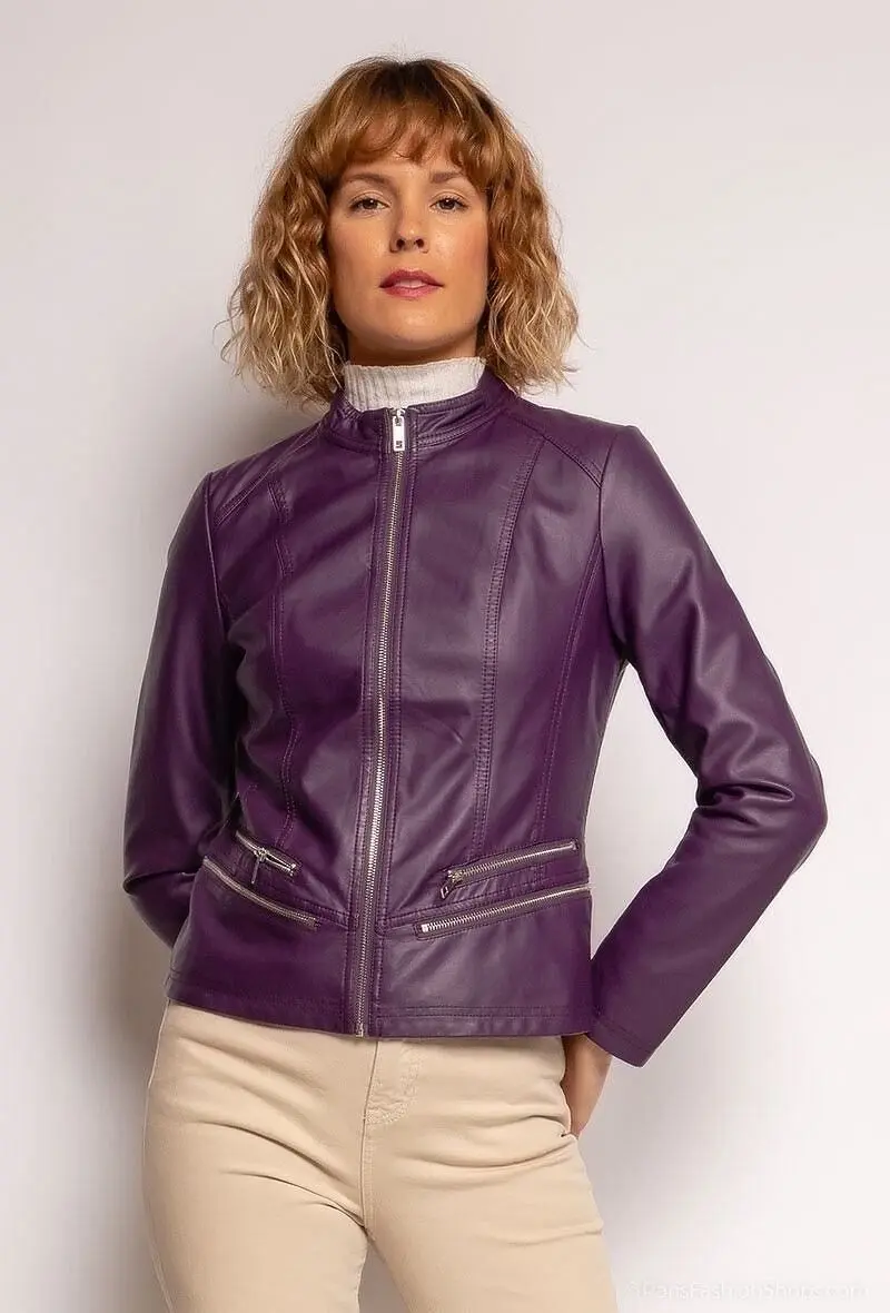 21010- Faux leather biker jacket