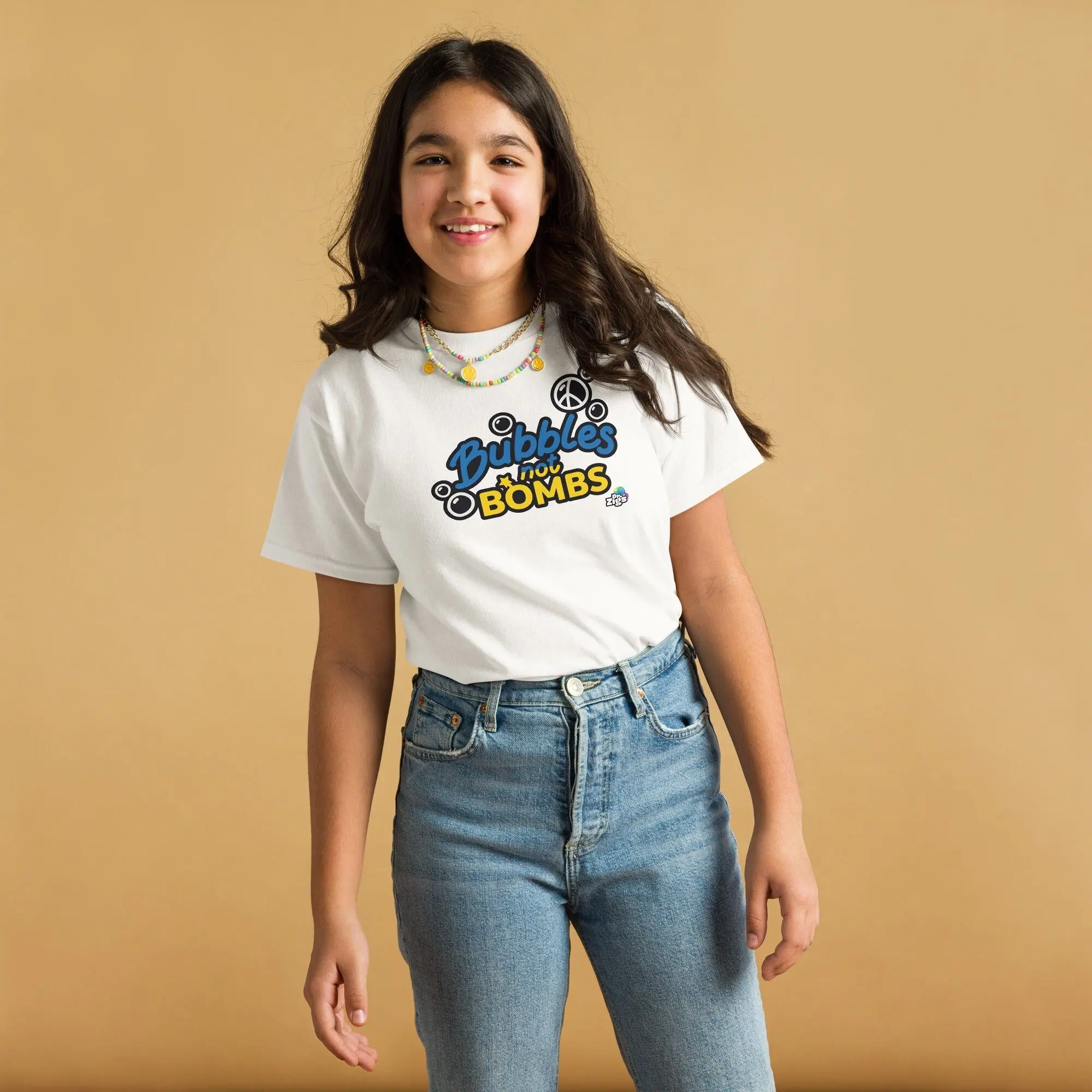 Kinder Bubbles Not Bombs T-Shirt - Ukraine Flagge