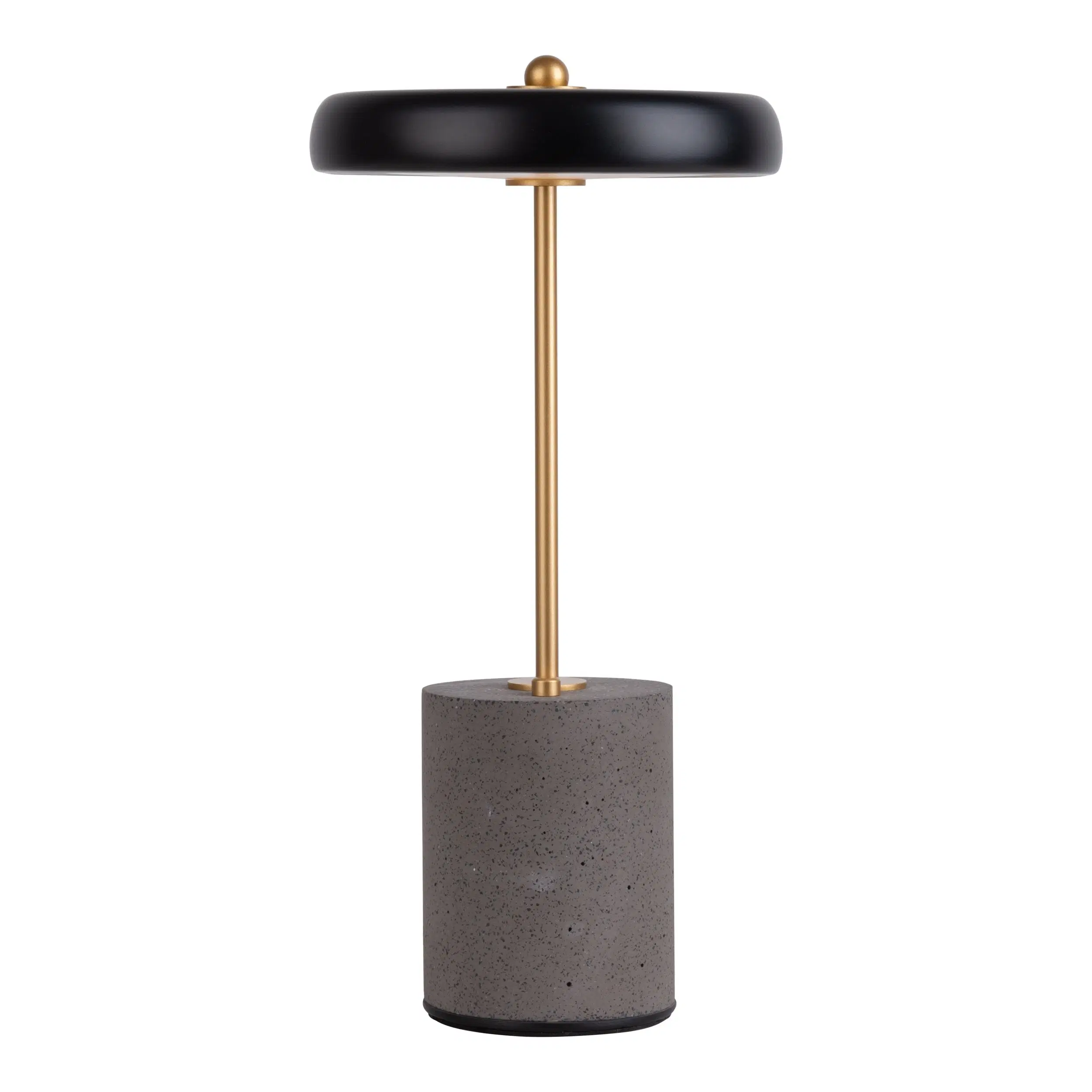 Battery table lamp "SETA" black 30 cm high made of metal and concrete, with built-in LED