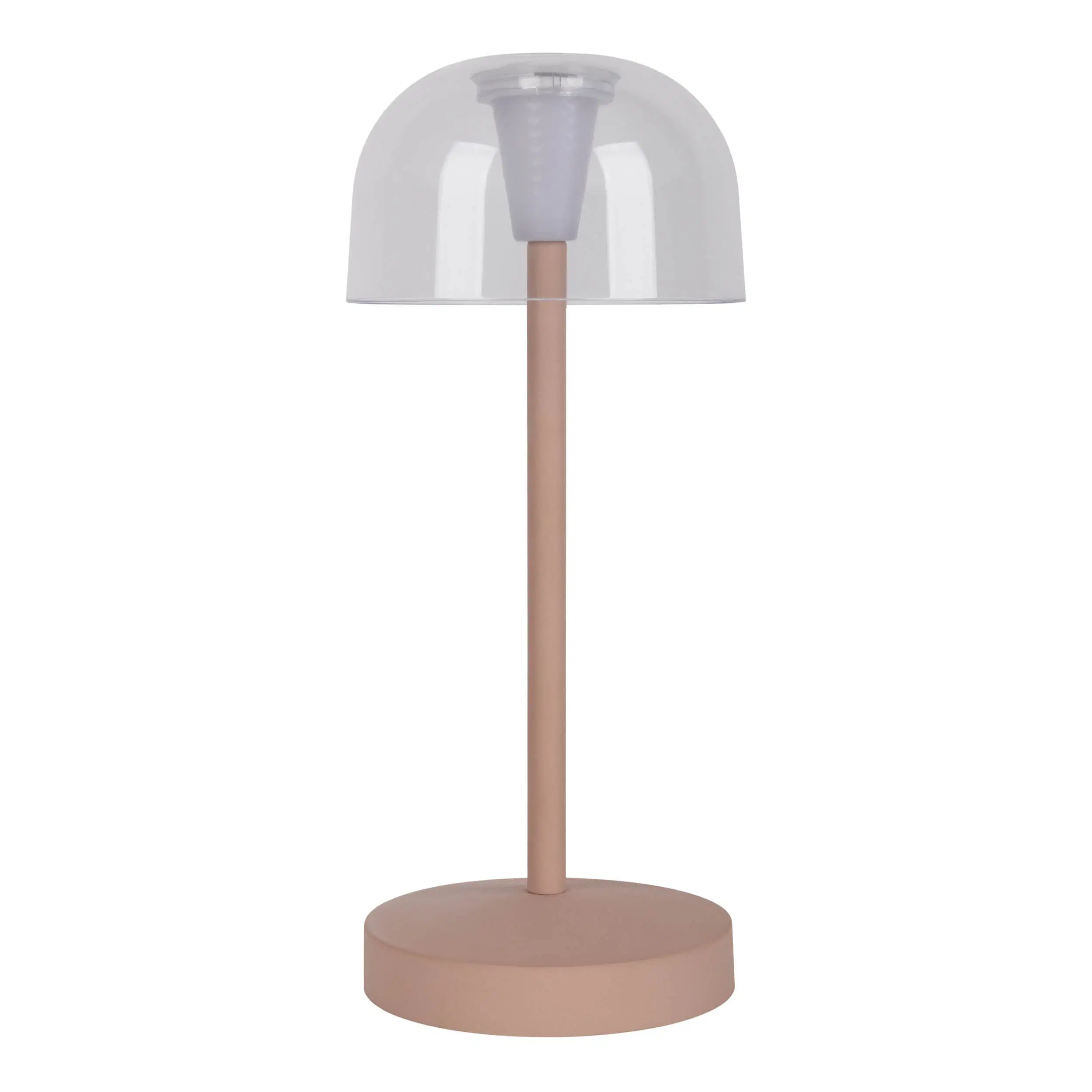 Set of 2 LED battery-operated table lamps "Gomba" for indoor and outdoor use, made of metal and plastic in Frosted Almond, 18.5 cm high