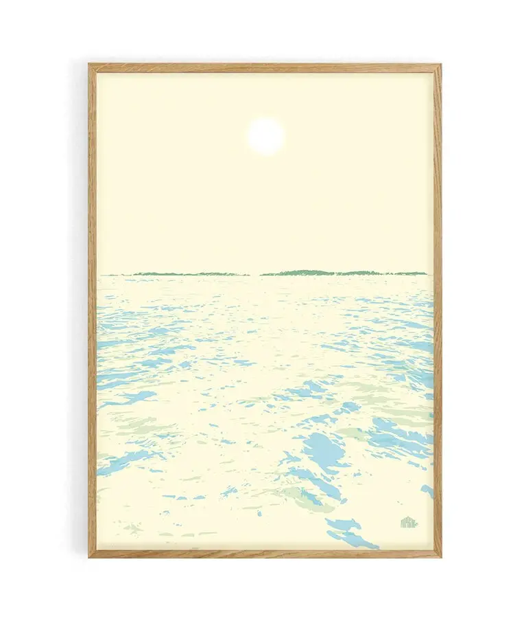 Brittany seaside landscape poster - Bréhat Horizon Plein Soleil. 100% made in France locally. Matte velvety print. Homage to the Impressionists.