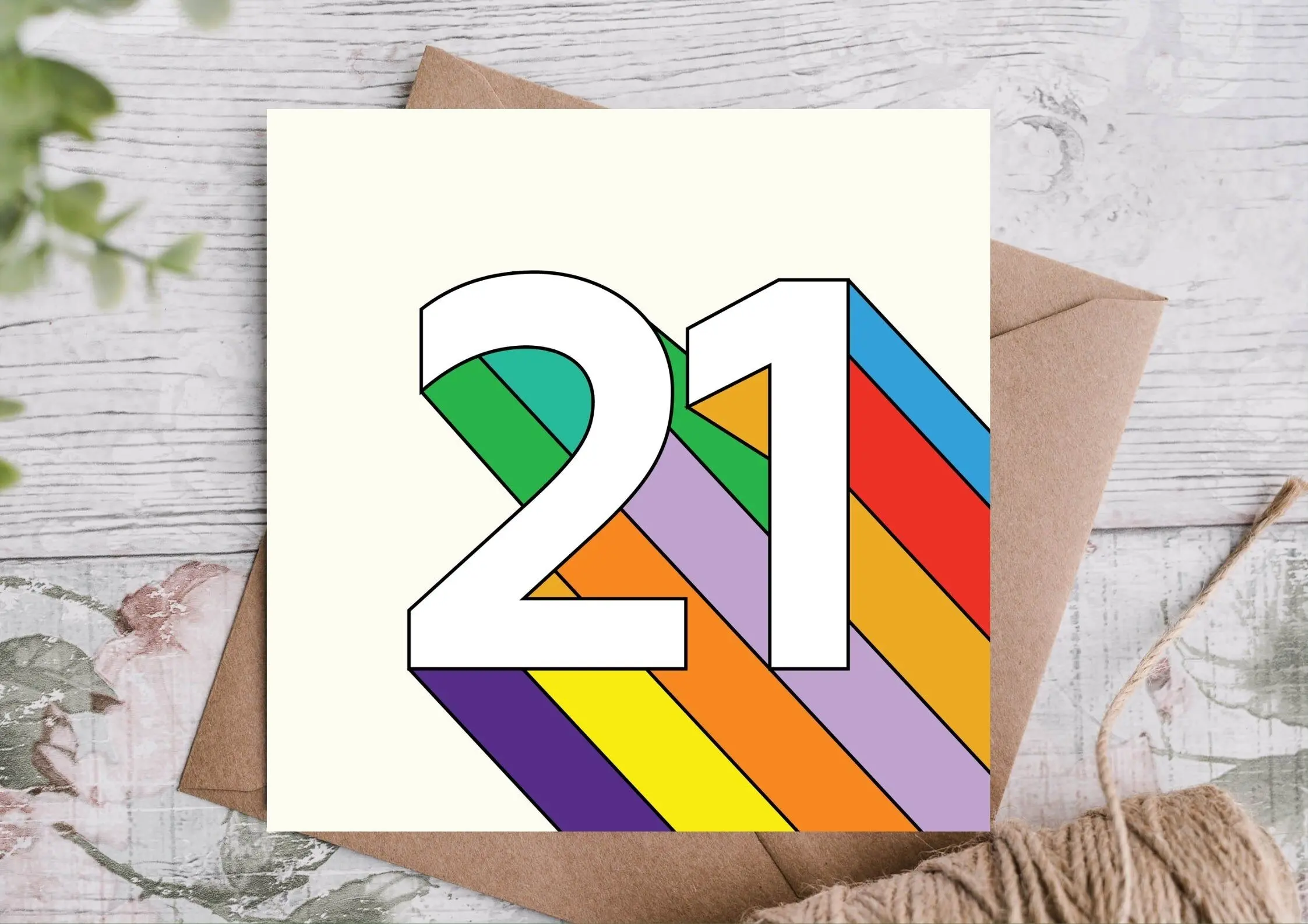 Carte d'anniversaire colorée pour 21 ans