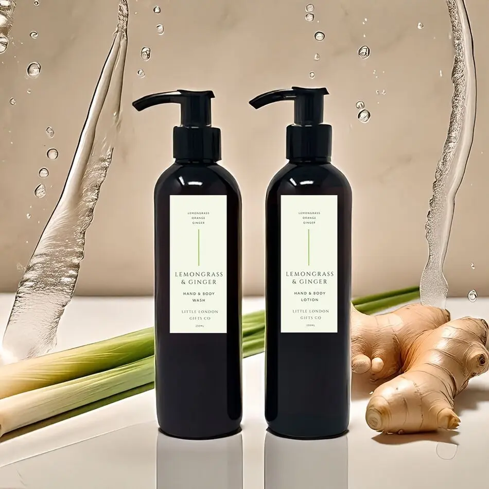 Hand & Body Soap & Lotion Set, 2x 250ml, Lemongrass & Ginger, Vegan, Paraben Free