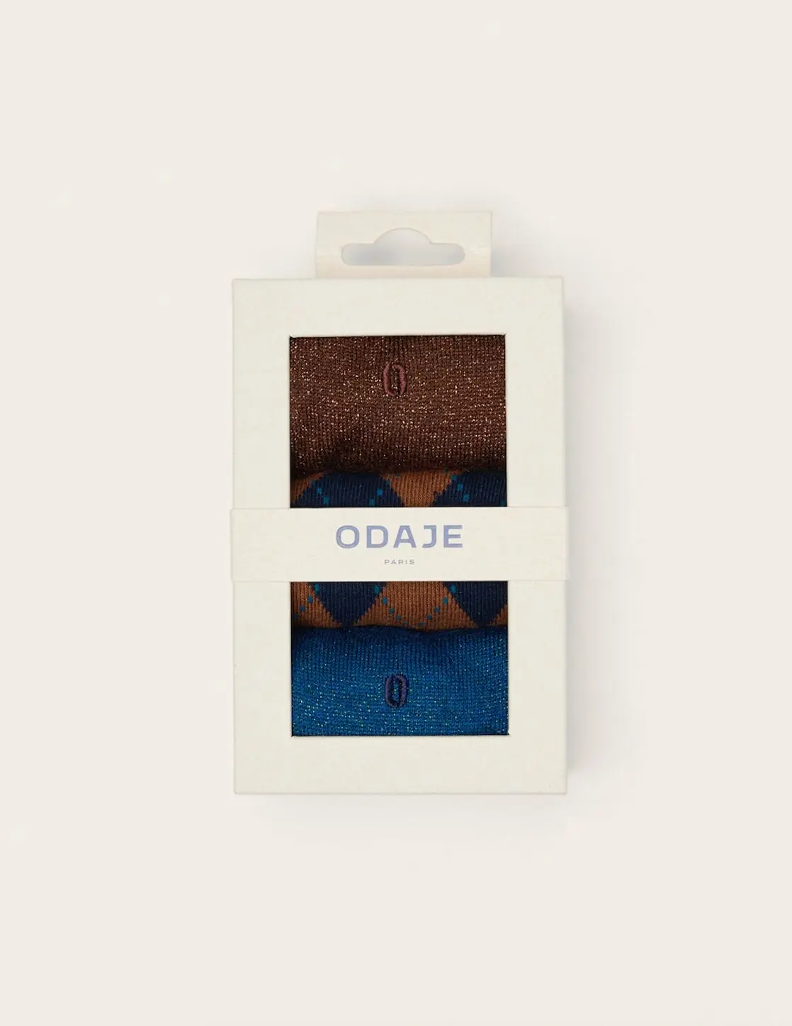 3er-Pack Socken - Ausgefallene Rauten und braunblaue Pailletten