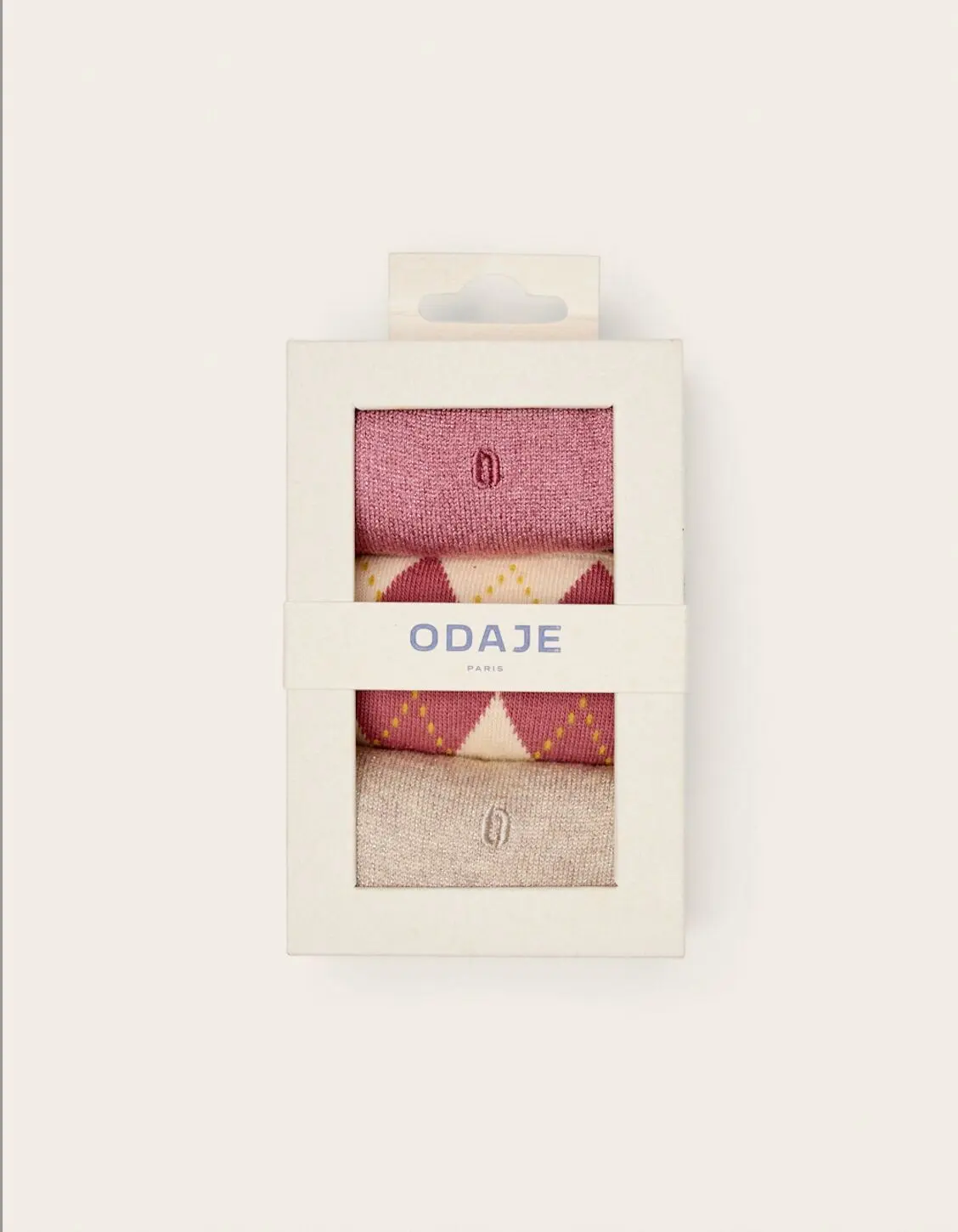 3er-Pack Socken - Ausgefallene Rauten und beige-rosa Pailletten