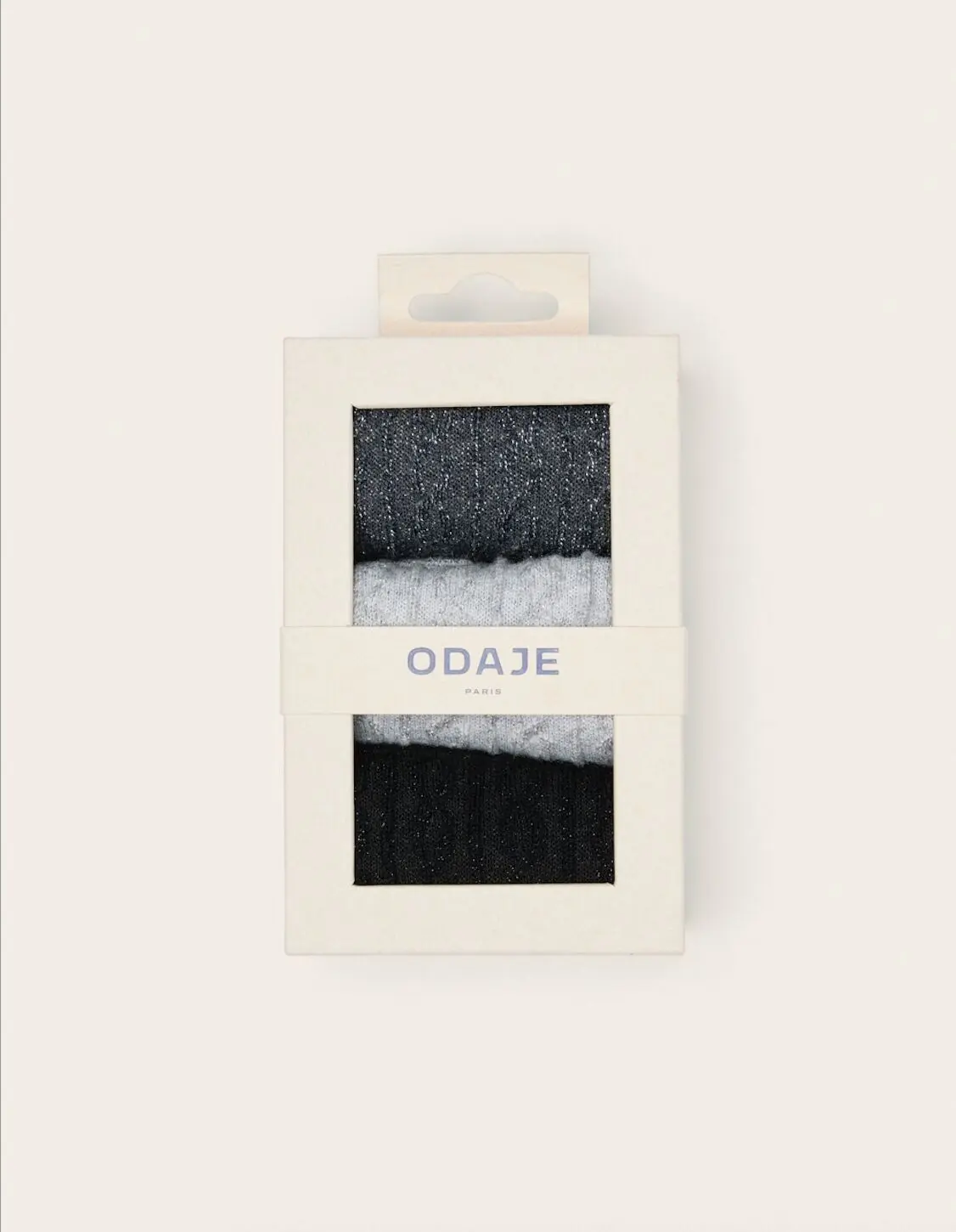 3er-Pack Socken - Silbergrau-Schwarze Kabel