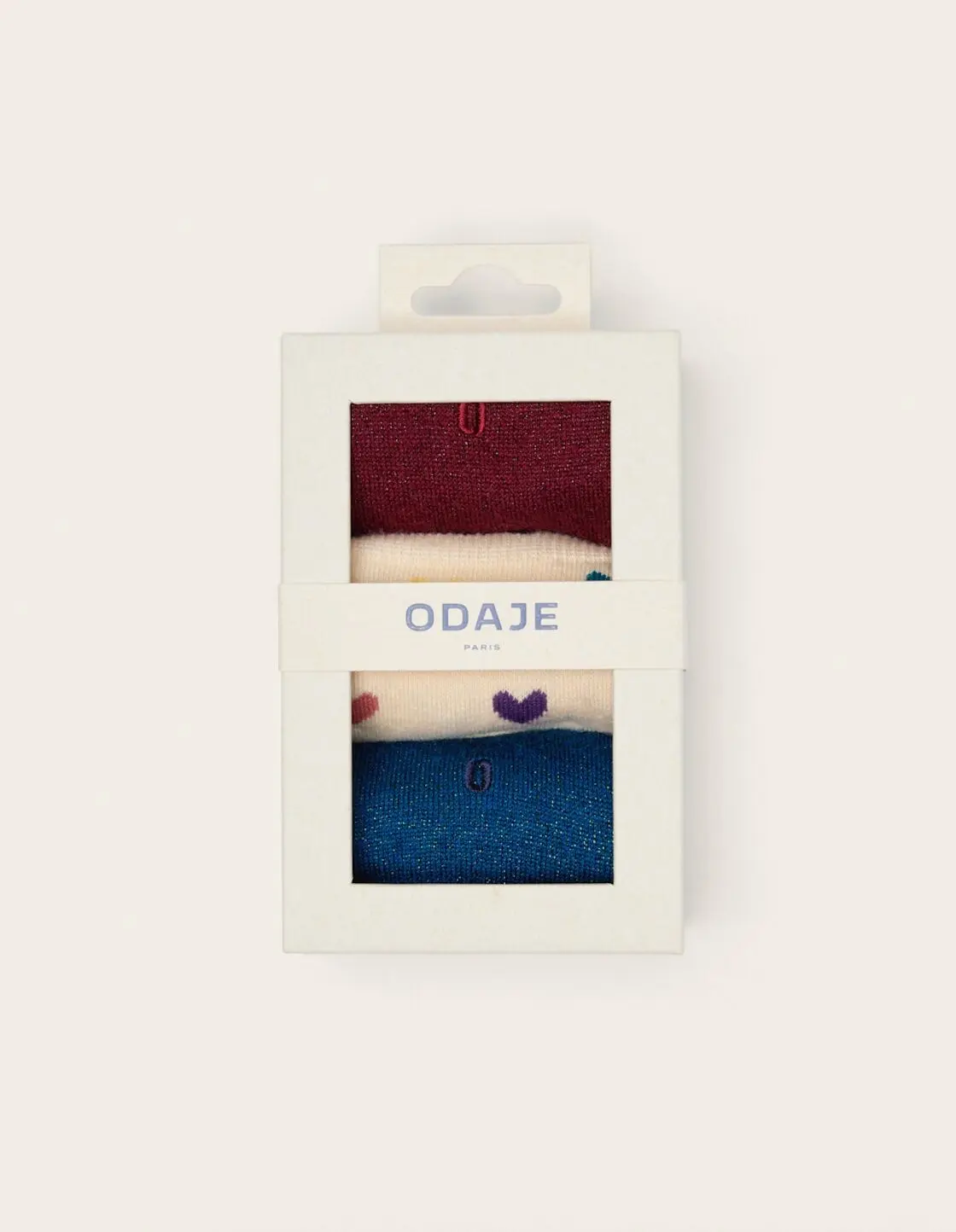 3er-Pack Socken - Schickes kleines buntes Herz und burgunderblaue Pailletten