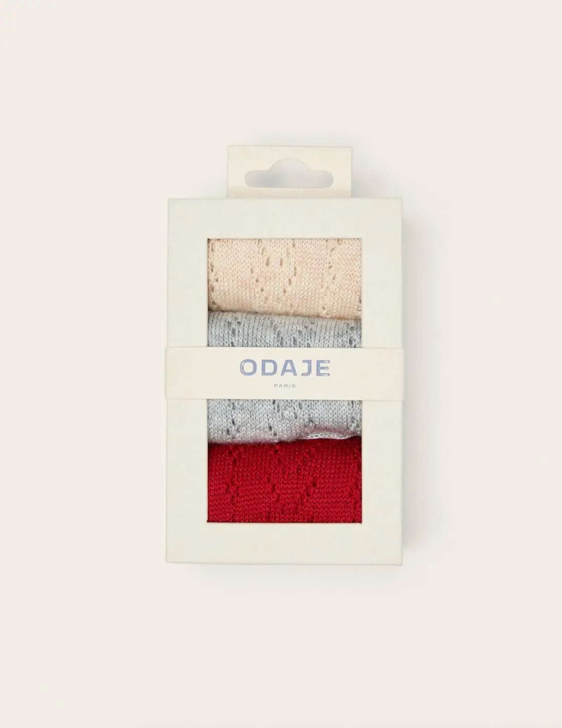 3er-Pack Socken - Durchbrochenes Ecru Grau Rot