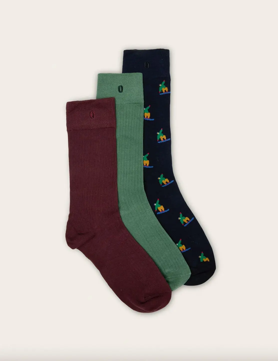 3er-Pack Socken - Snowboarder Navy Grün Burgund
