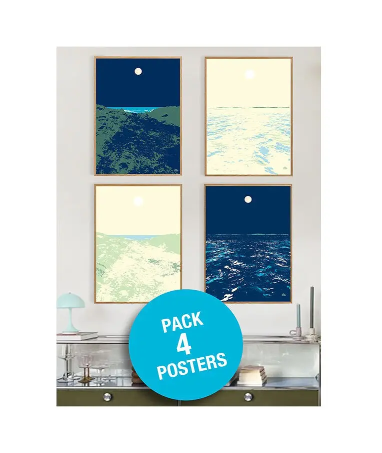 Offer of a pack of 4 Bréhat posters. Seascapes in homage to the Impressionists.100% made in France