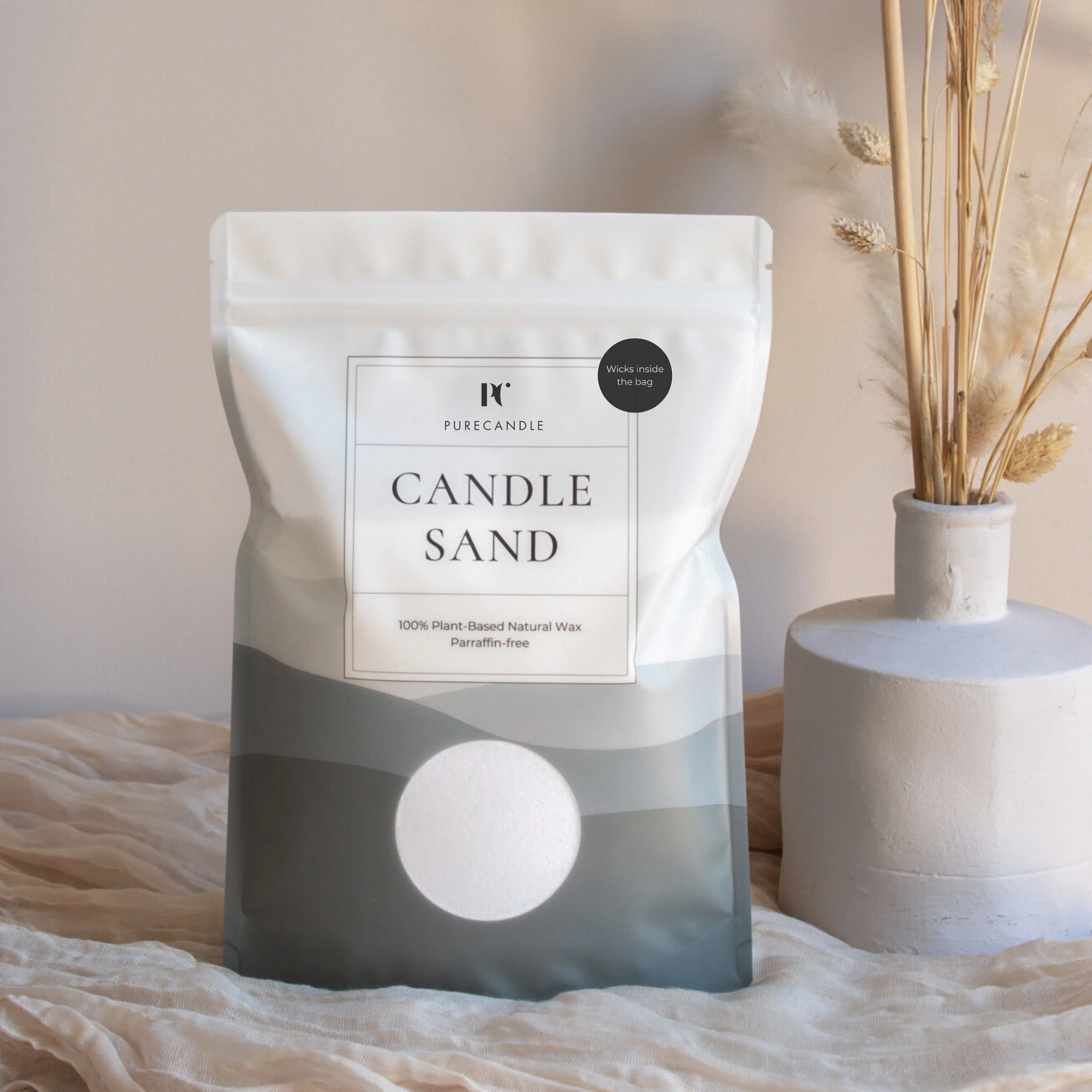 Candle Sand White - Bag 450 g/1 lb + 20 wicks - PureCandle Candle Sand