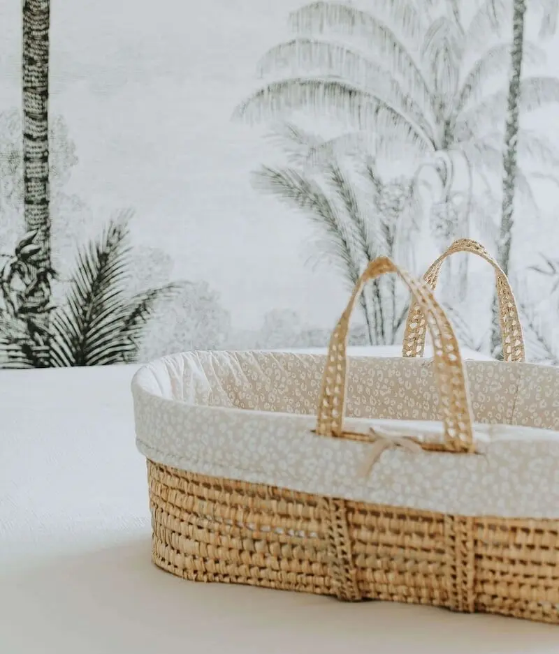 Beige leopard bassinet