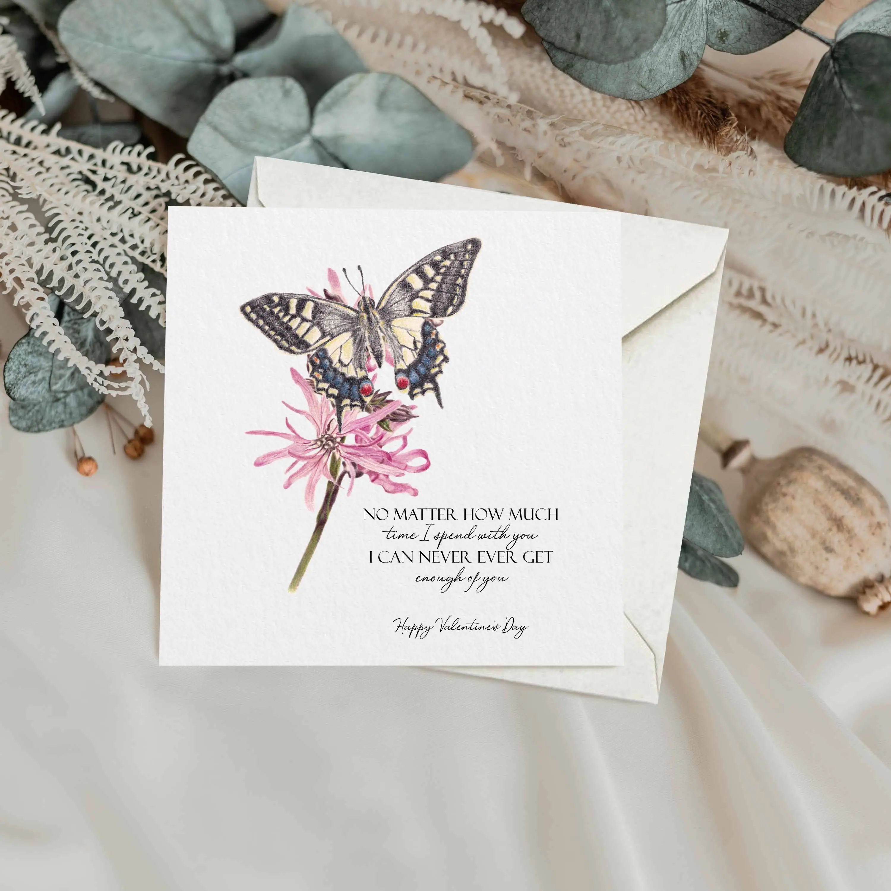 Swallowtail Butterfly Valentine's Day Greetings Card