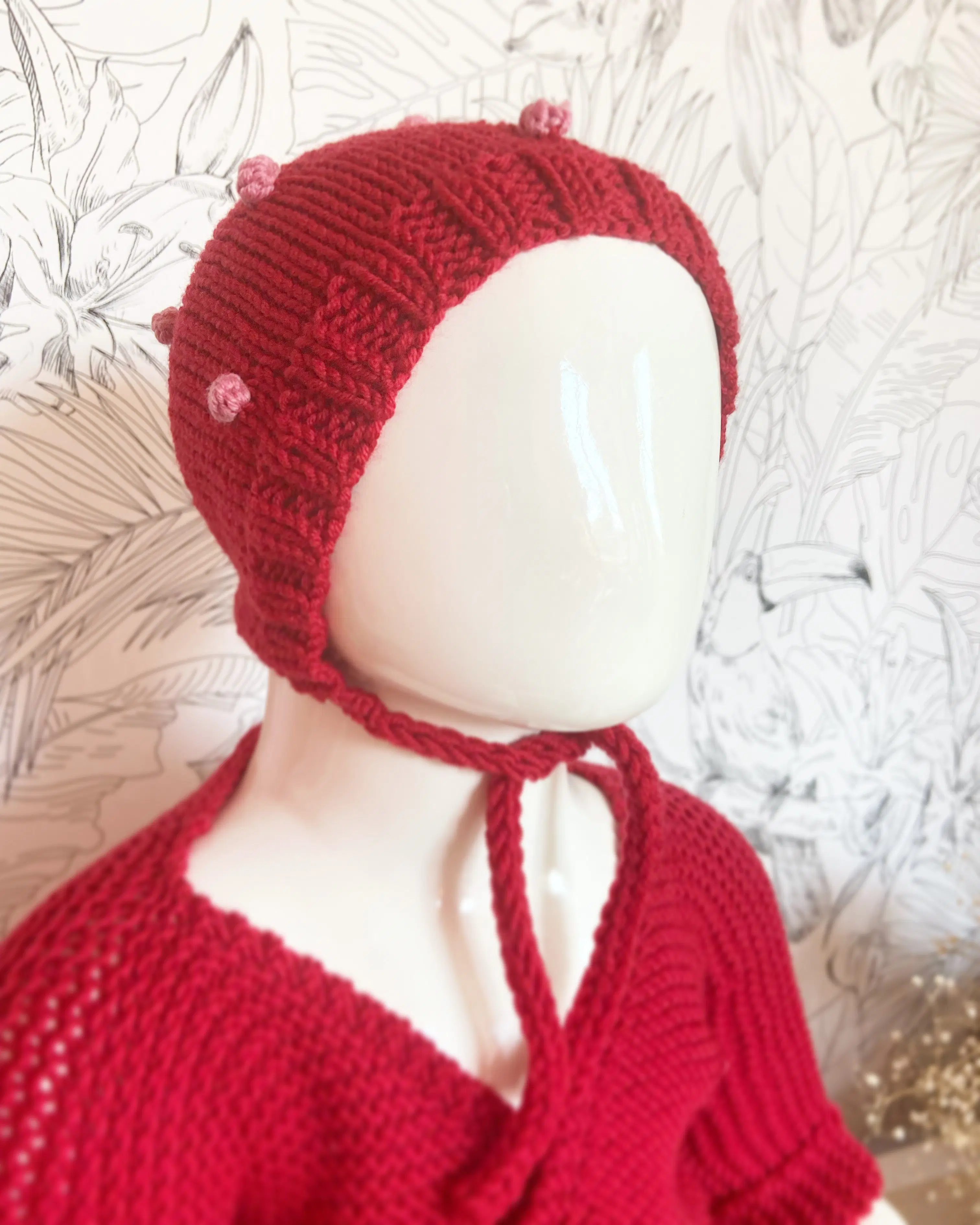 Baby wool hat-Béguin Pop Red
