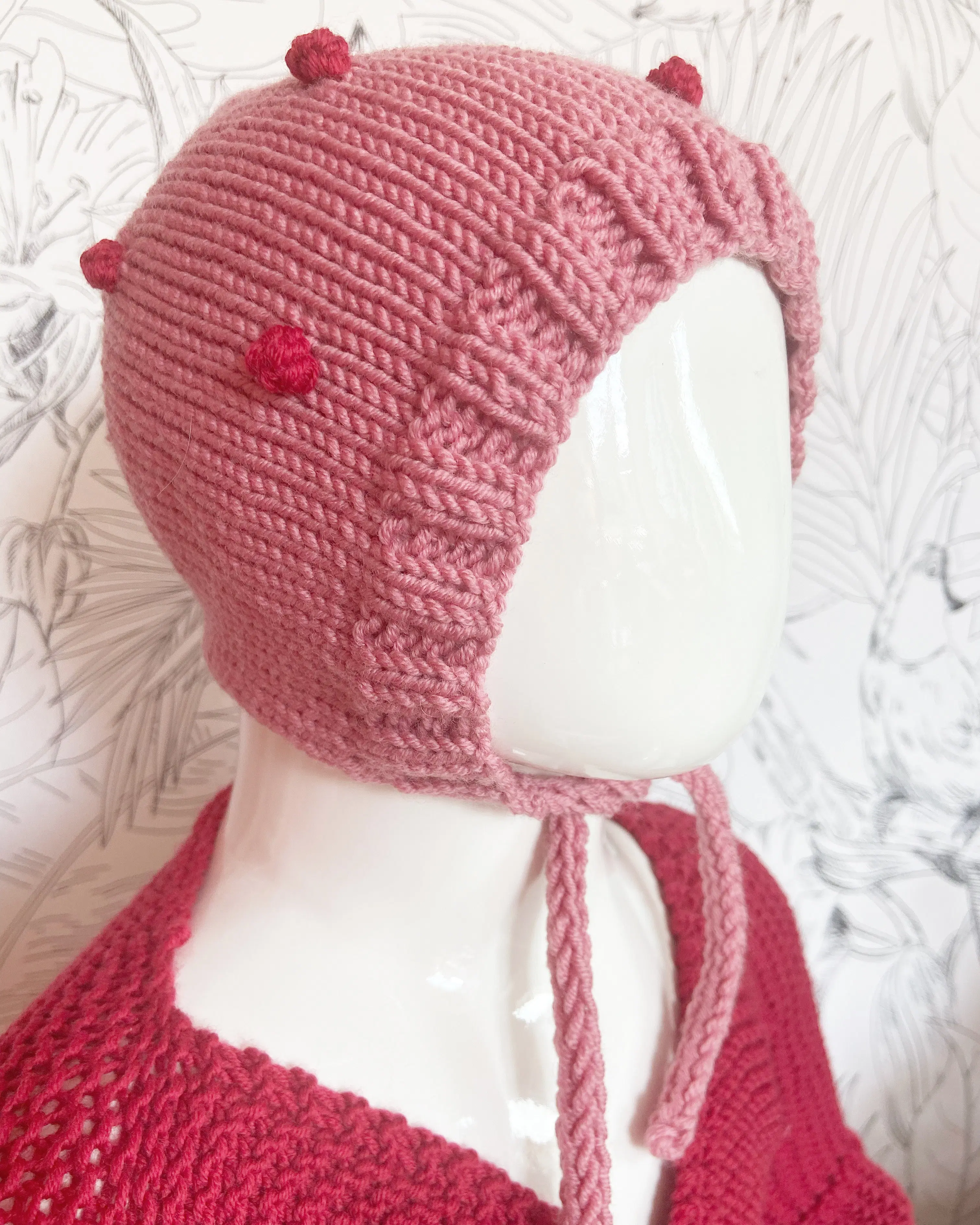 Baby wool hat-Béguin Pop Rose