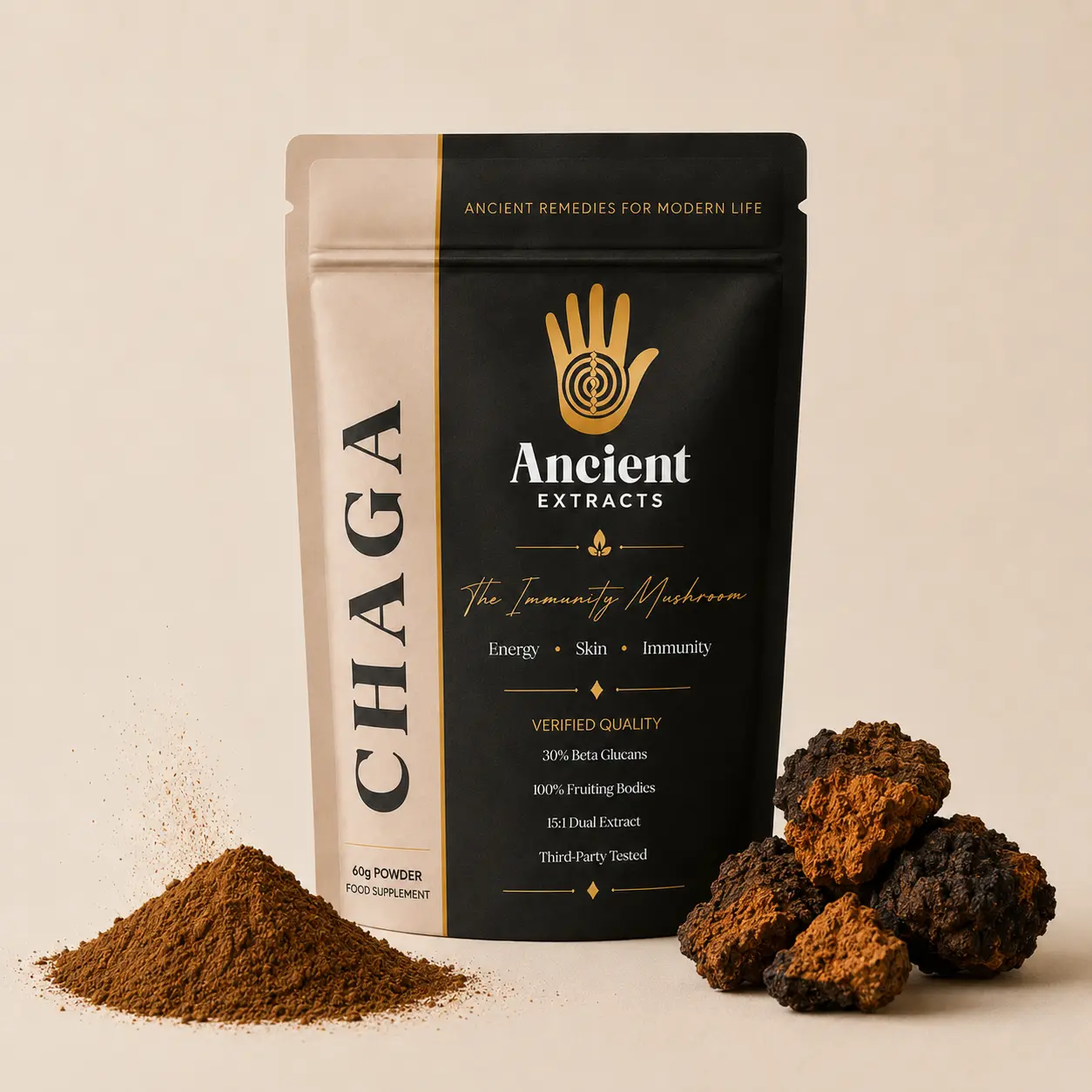 Ancient Extracts Chaga Extract Powder | Immunity Support | 60 Servings