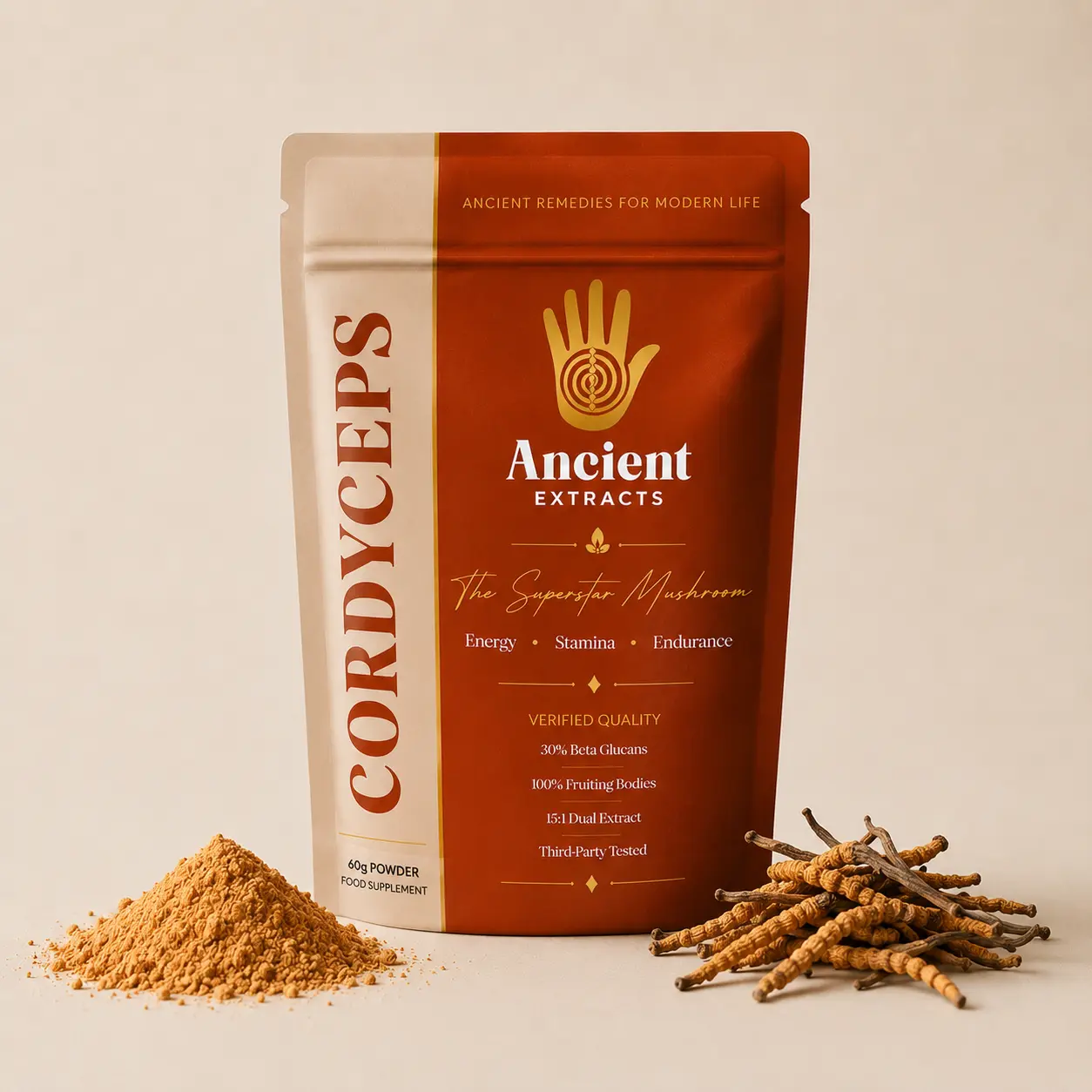 Ancient Extracts Cordyceps Extract Powder | Energy & Recovery Support | 60 Servings