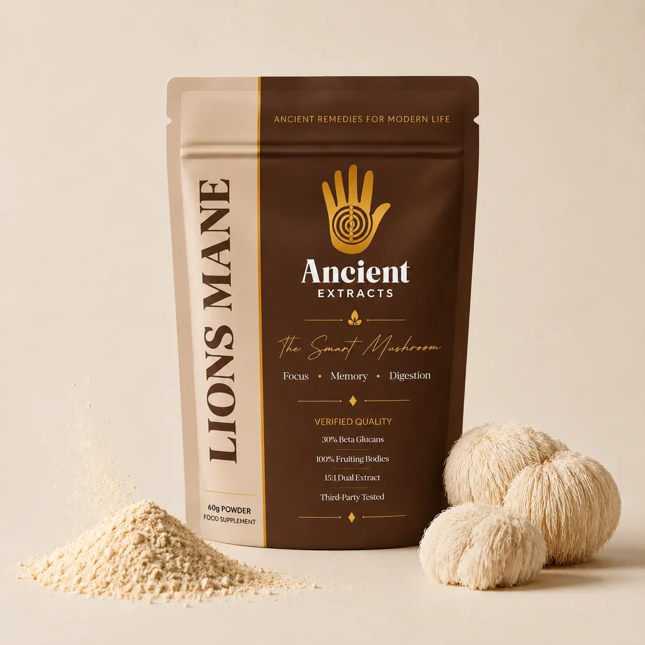Ancient Extracts Lion's Mane Extract Powder | Focus & Memory | 60 Servings