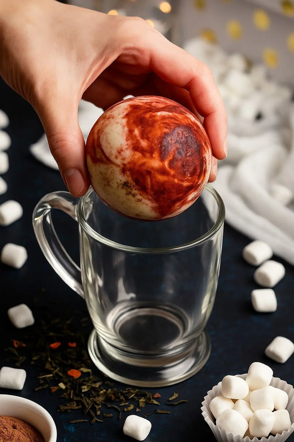 Hot Chocolate Bomb Topped with Marshmallows – Chai Latte Flavor