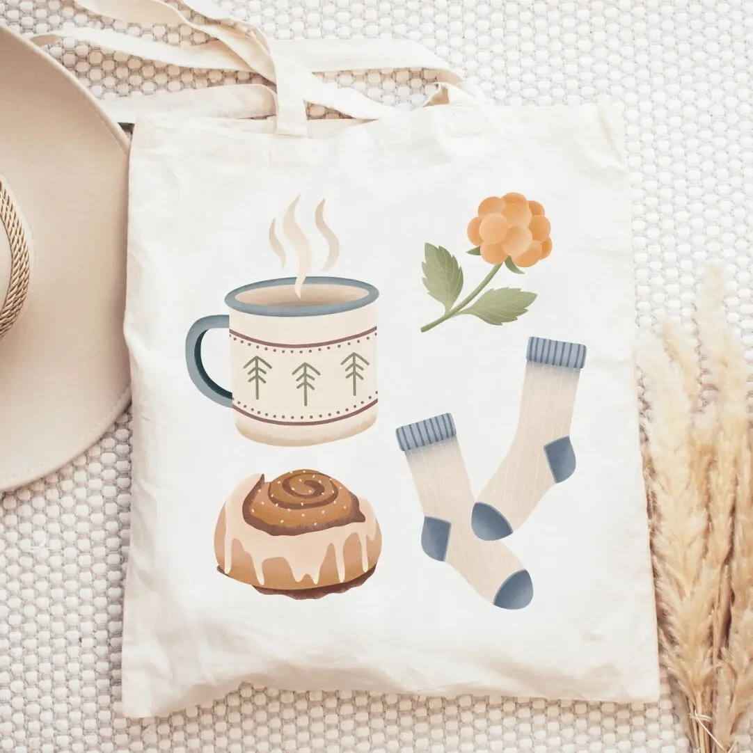 Sac en tissu automne Hygge Skandi sac en jute Nord - Scandinavie Suède - Cadeau sac en jute douillet