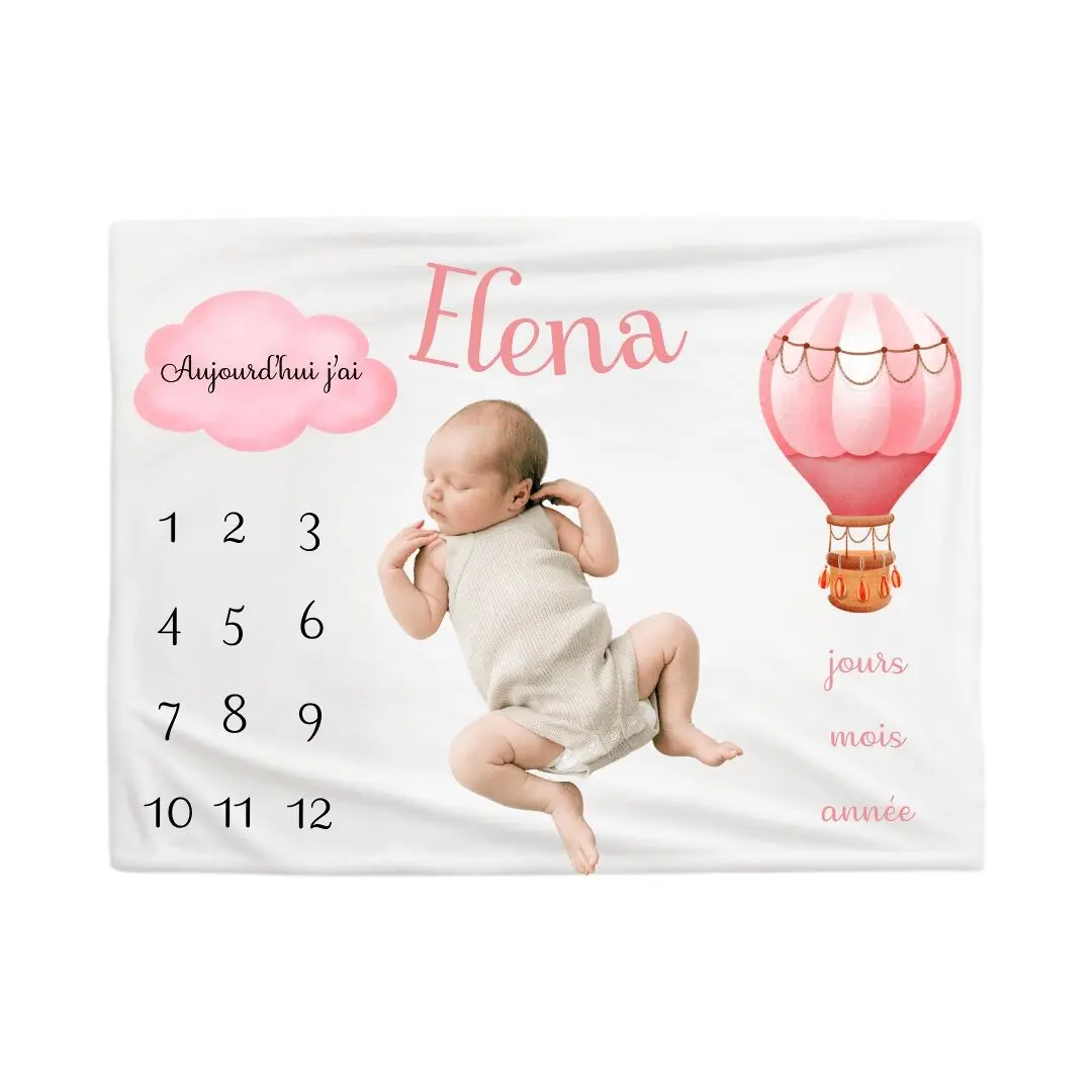 Coperta rosa per neonato a forma di mongolfiera