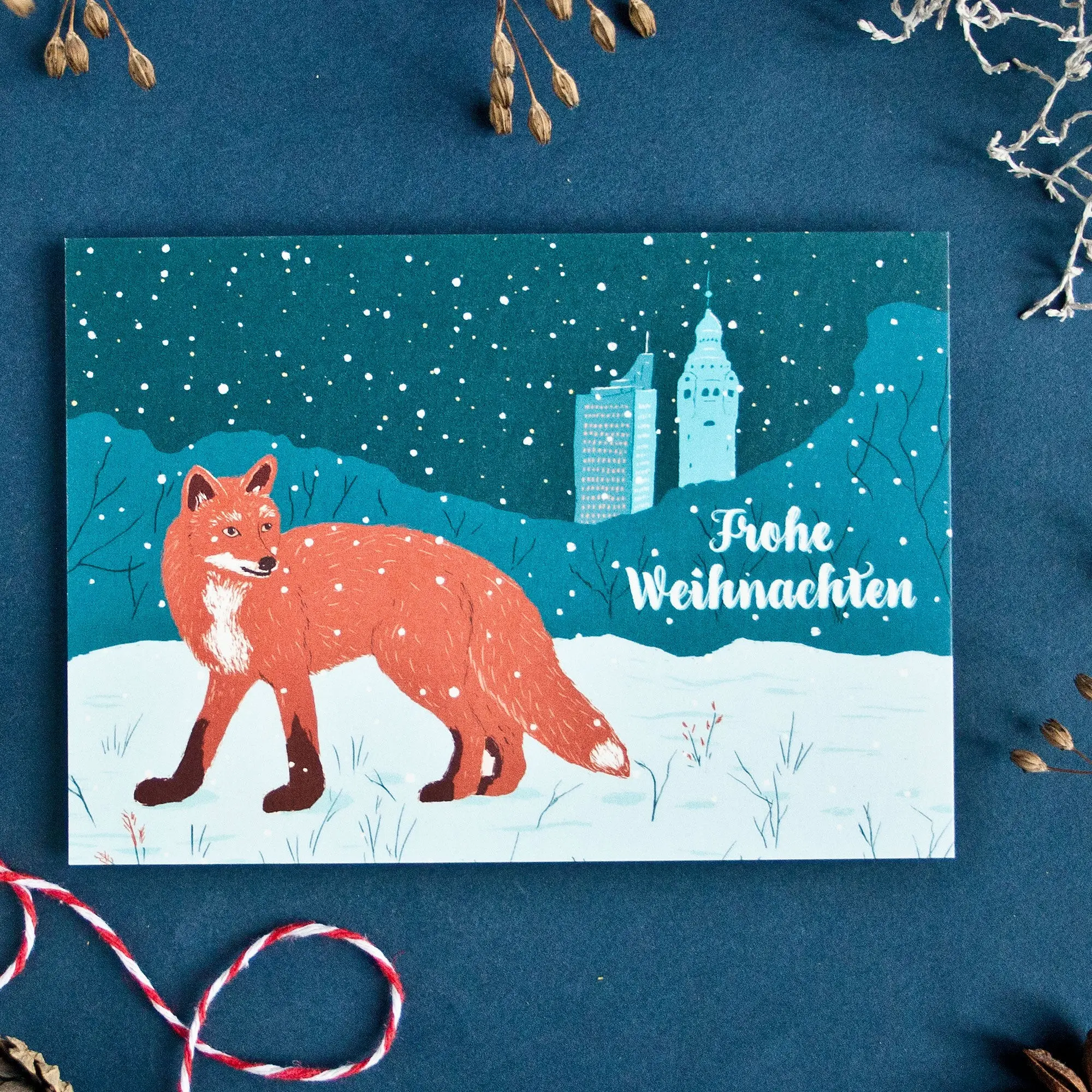 Carte de Noël Renard dans le parc, A6