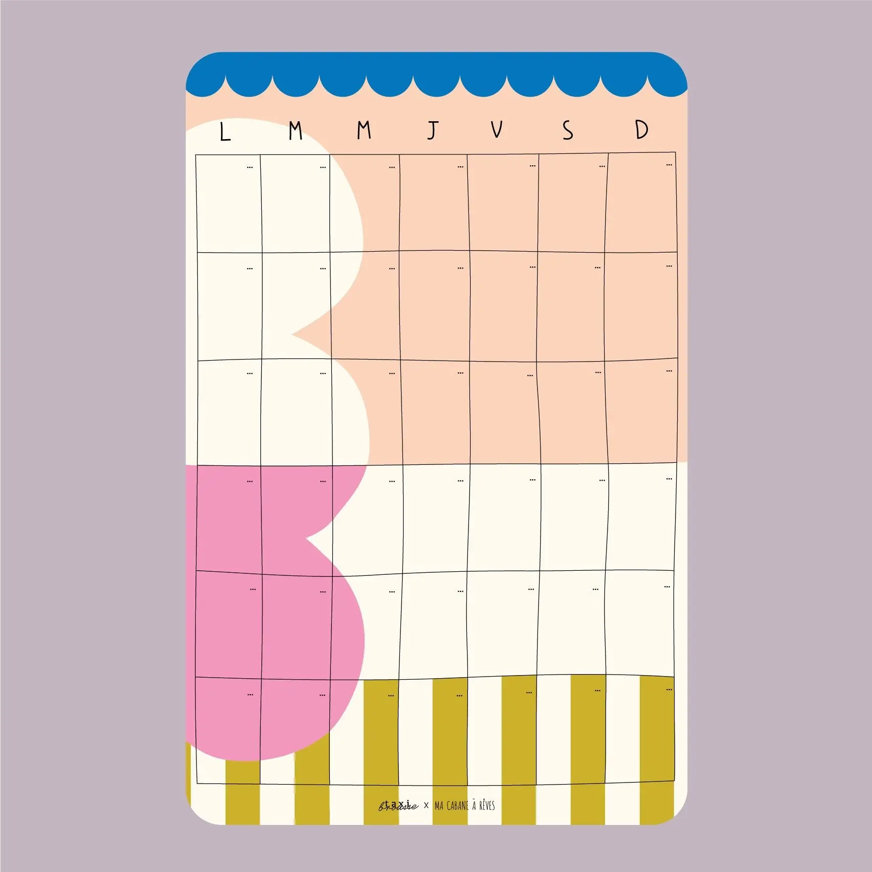 Calendrier mensuel magnétique Taxi Brousse Pop