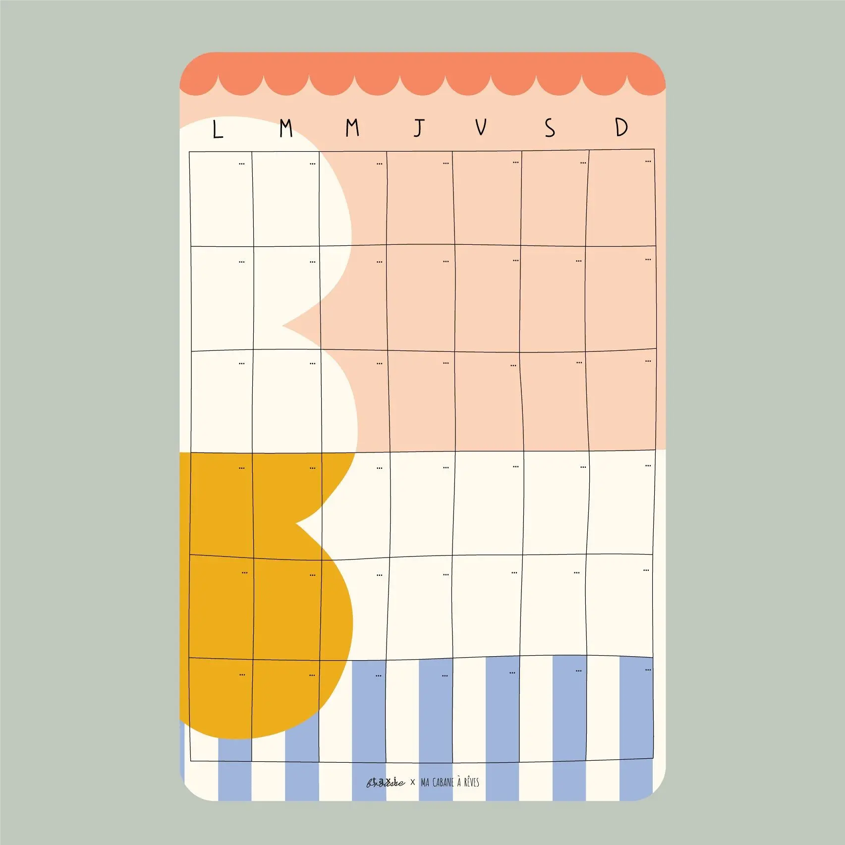 Calendrier mensuel magnétique Taxi Brousse Casual