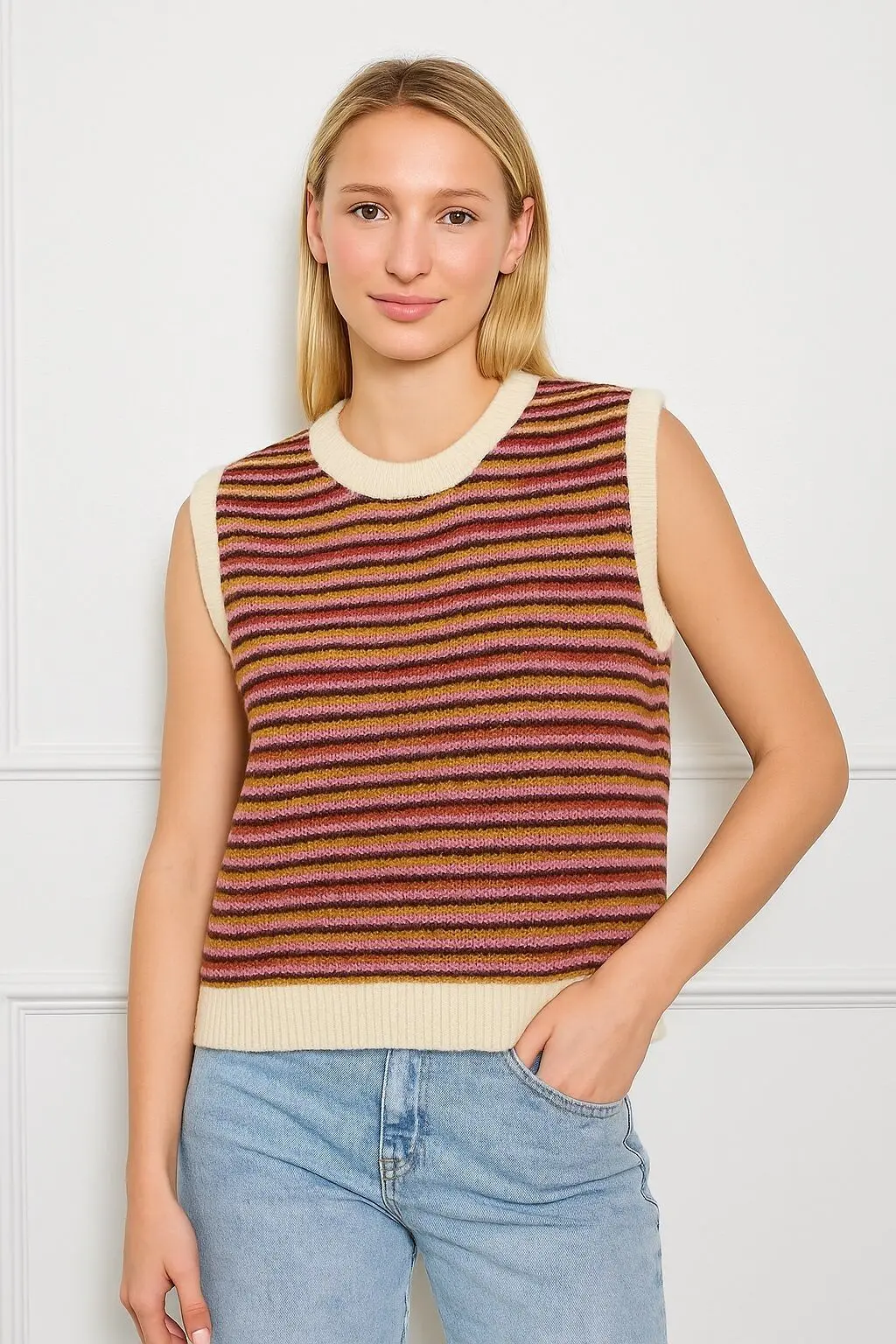 Pull sans manches rayé AP116