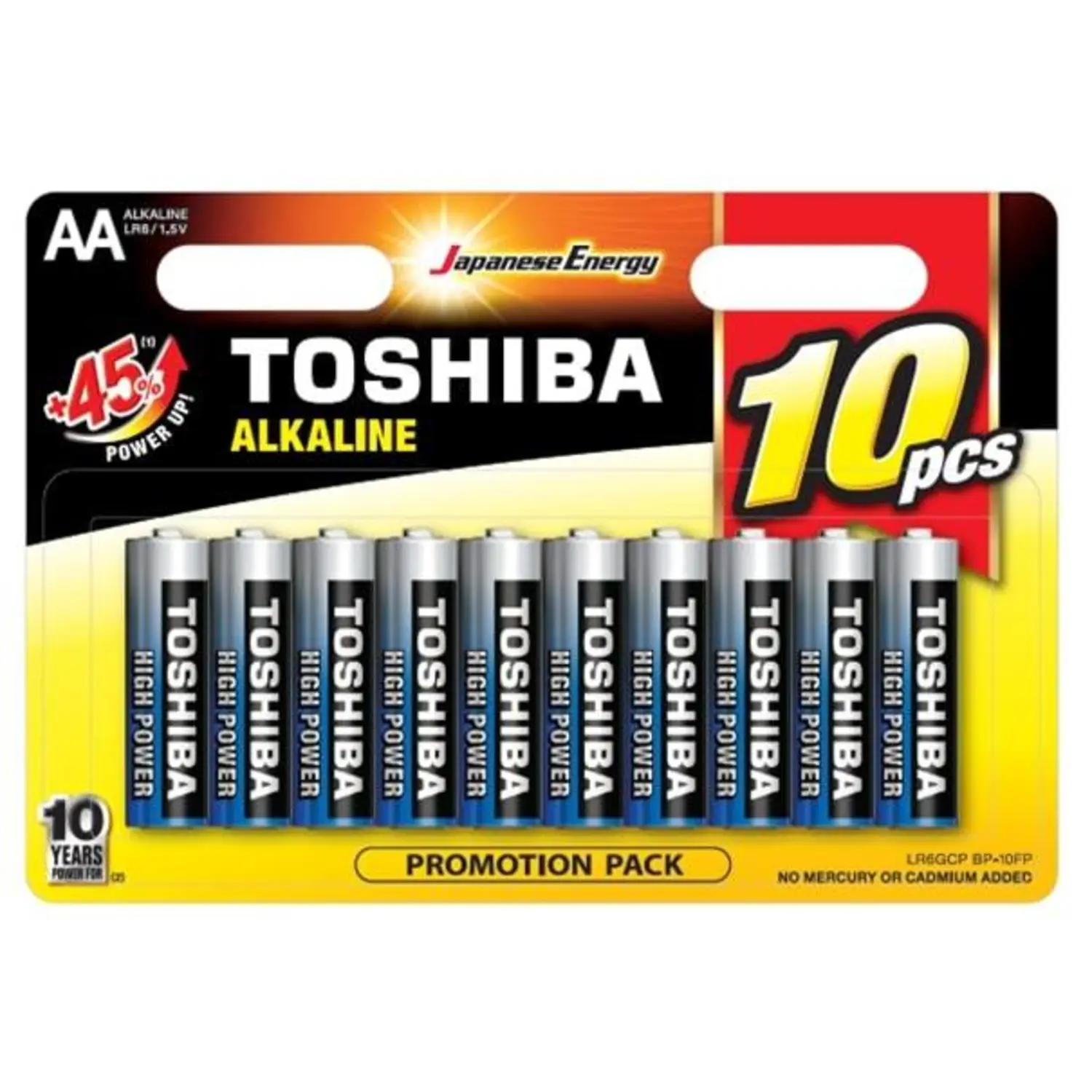 TOSHIBA ALKALINE AA BATTERIES x10