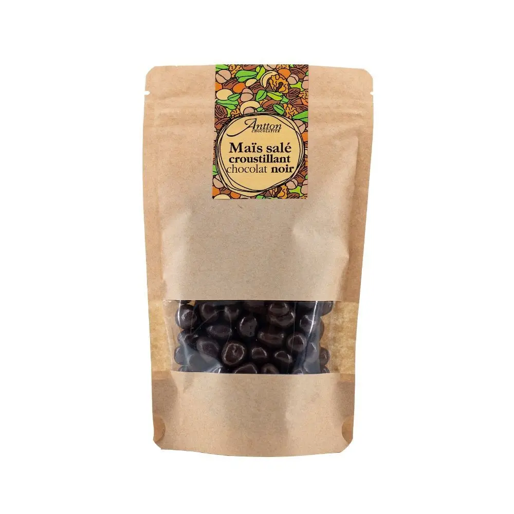 Salted corn covered in dark chocolate