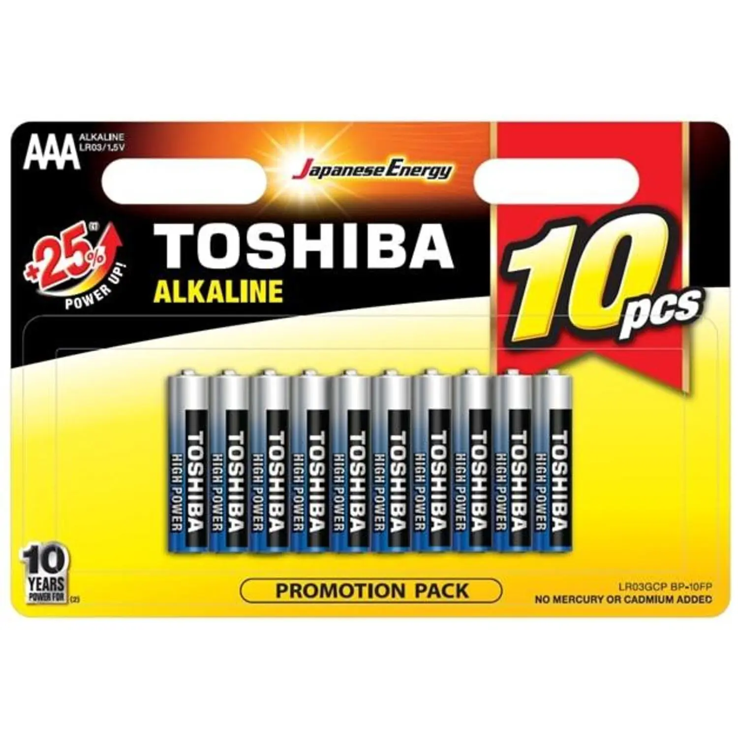 TOSHIBA AAA ALKALINE BATTERIES - LR03 - 1.5V x10