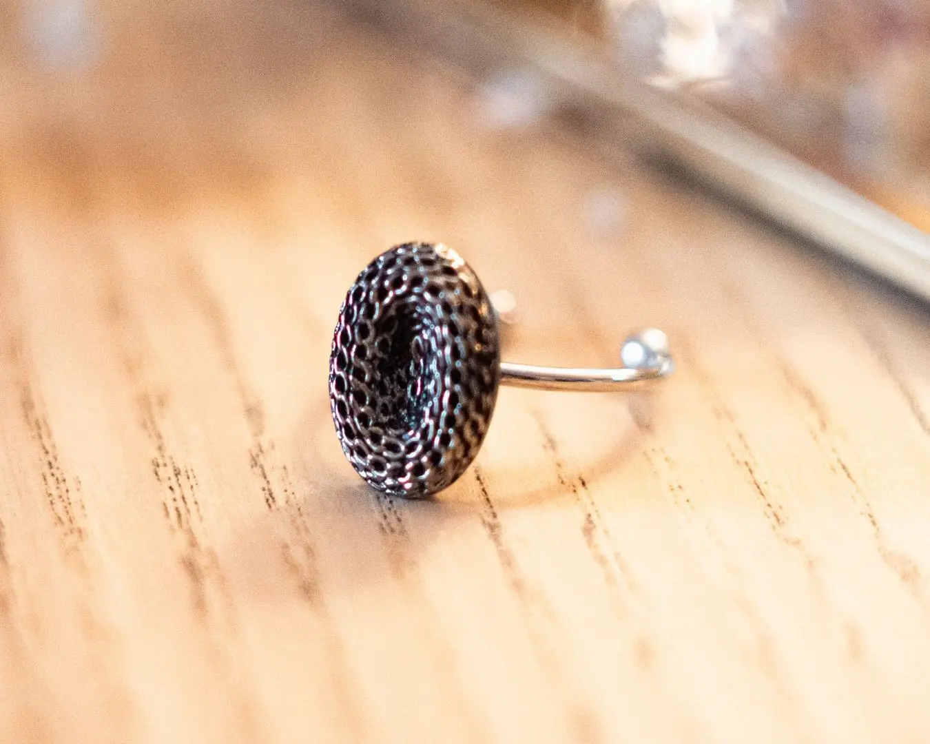 Silver Dahlia Thin Ring