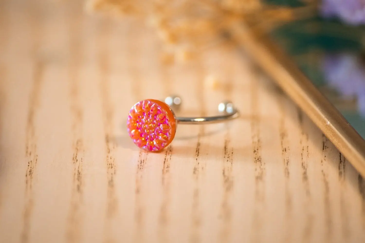 Petra red thin ring